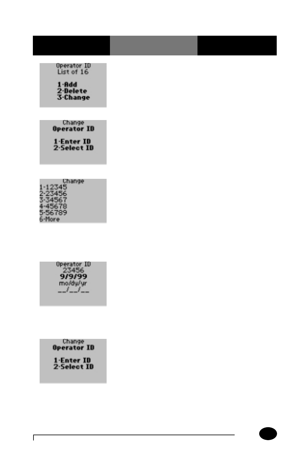 Change one operator on the list by selecting id | MediSense PCx User Manual | Page 113 / 151