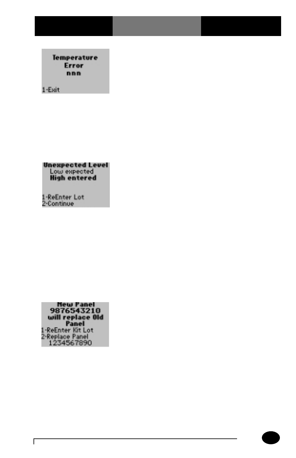 When a control test is selected, When a linearity test is selected | MediSense PCx User Manual | Page 136 / 151