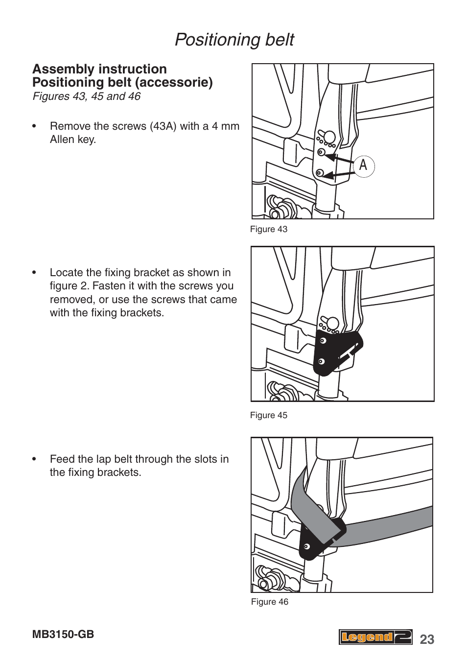 Positioning belt | Handicare MB3150-GB User Manual | Page 23 / 40