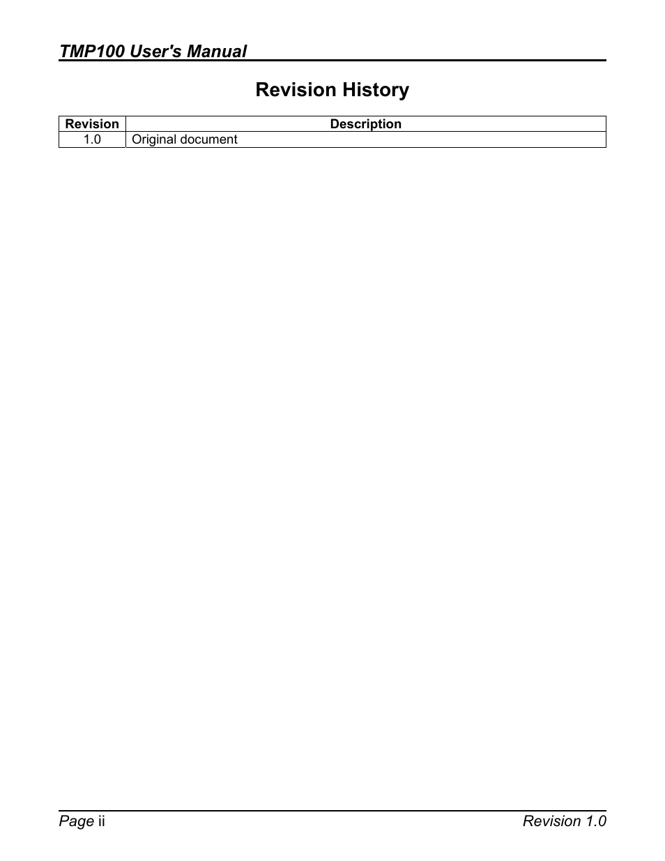 Revision history, Tmp100 user's manual | Maretron TMP100 Exhaust Gas Temperature Probe TP-EGT-1 User Manual | Page 2 / 18