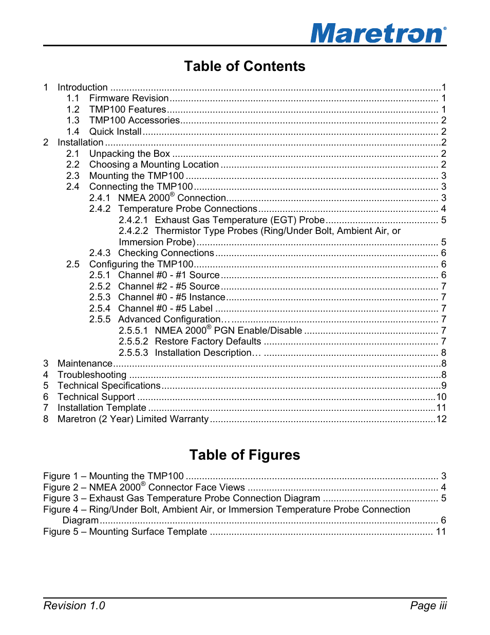 Maretron TMP100 Exhaust Gas Temperature Probe TP-EGT-1 User Manual | Page 3 / 18