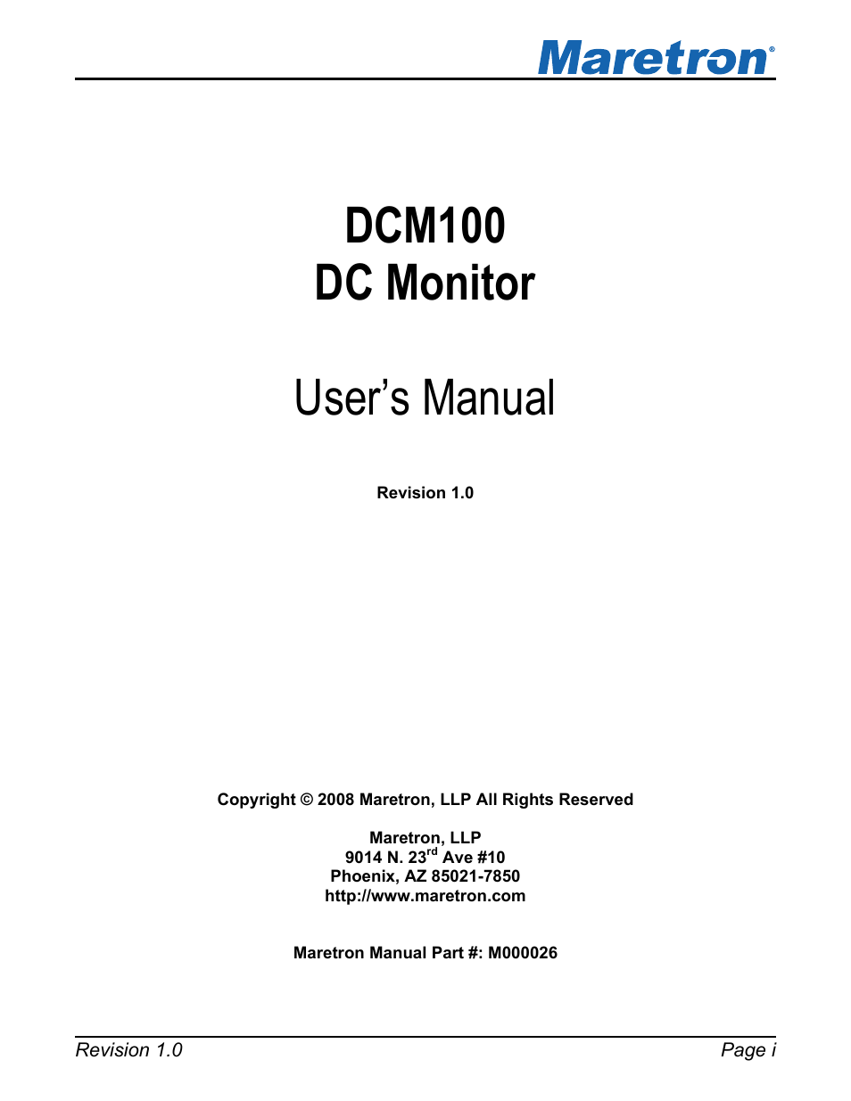 Maretron DCM100 User Manual | 24 pages