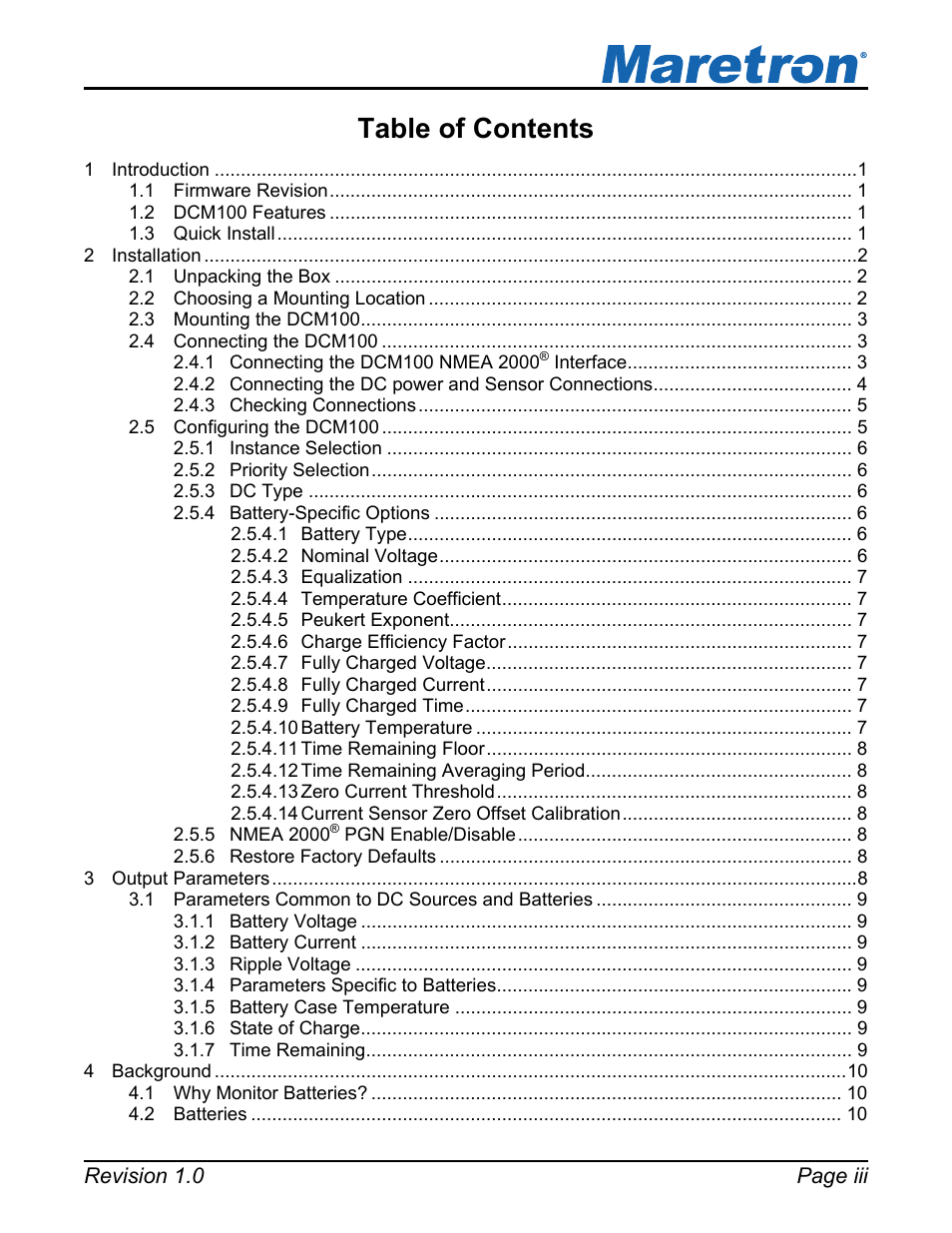 Maretron DCM100 User Manual | Page 3 / 24