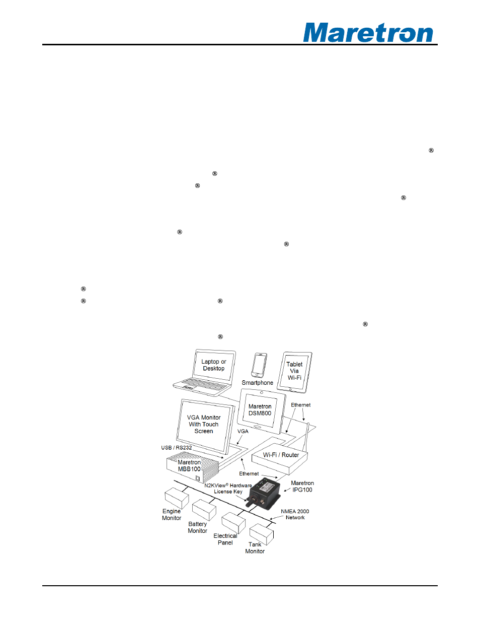 1 general, 1 introduction, General | Introduction, Figure 1 – ipg100 network diagram, Revision 1.2 page 1 | Maretron INTERNET PROTOCOL GATEWAY IPG100 User Manual | Page 5 / 22