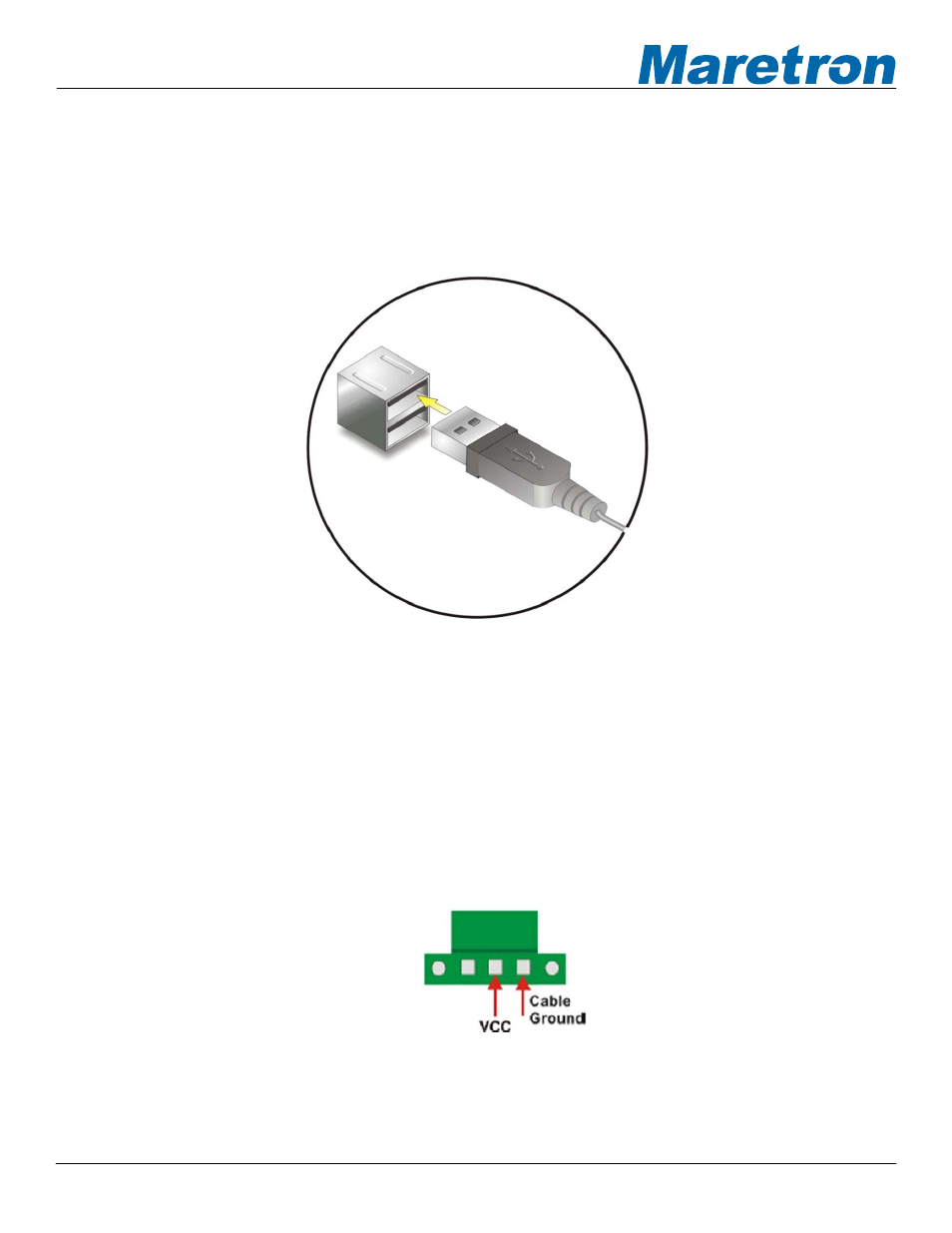 4 usb device connection, 5 power connection, Usb device connection | Power connection, Figure 7 – usb device connection, Figure 8 - mbb100 power terminal block | Maretron MBB100 User Manual | Page 11 / 24