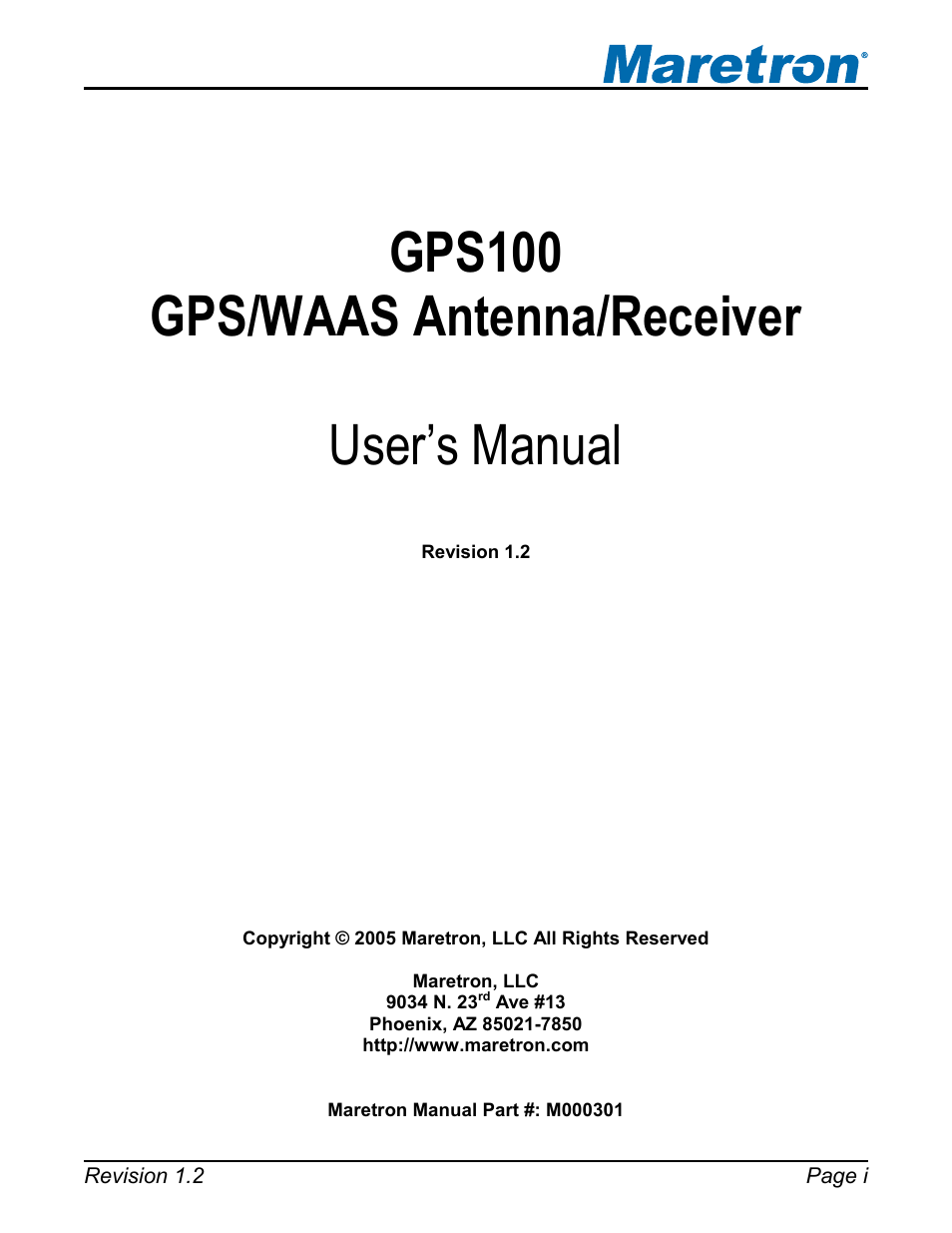 Maretron GPS100 User Manual | 25 pages