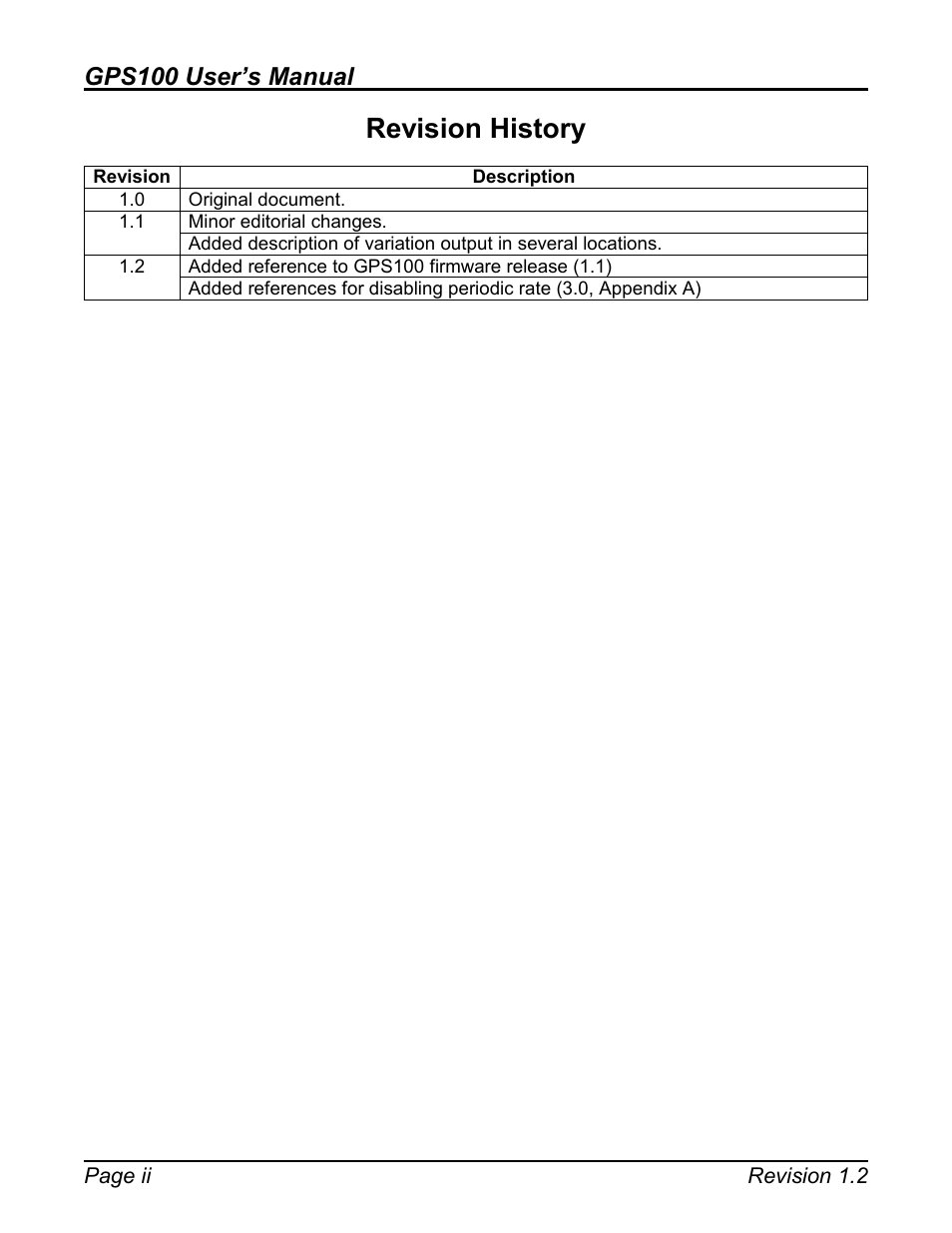 Revision history, Gps100 user’s manual | Maretron GPS100 User Manual | Page 2 / 25