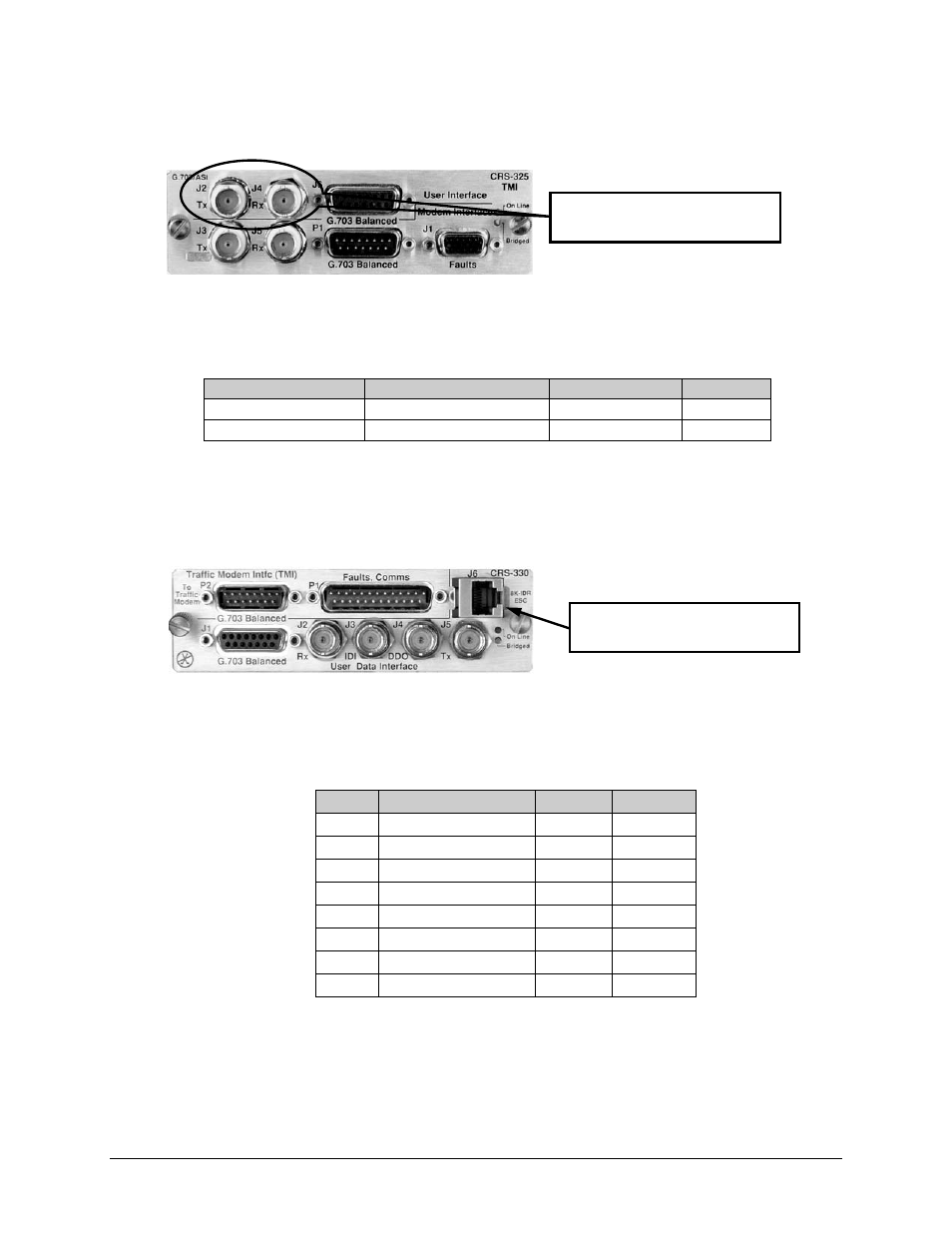 3 asi – bnc connectors (crs-325), 4 8 khz idr connector – rj-45f (crs-330) | Mocomtech CRS-300 User Manual | Page 174 / 266