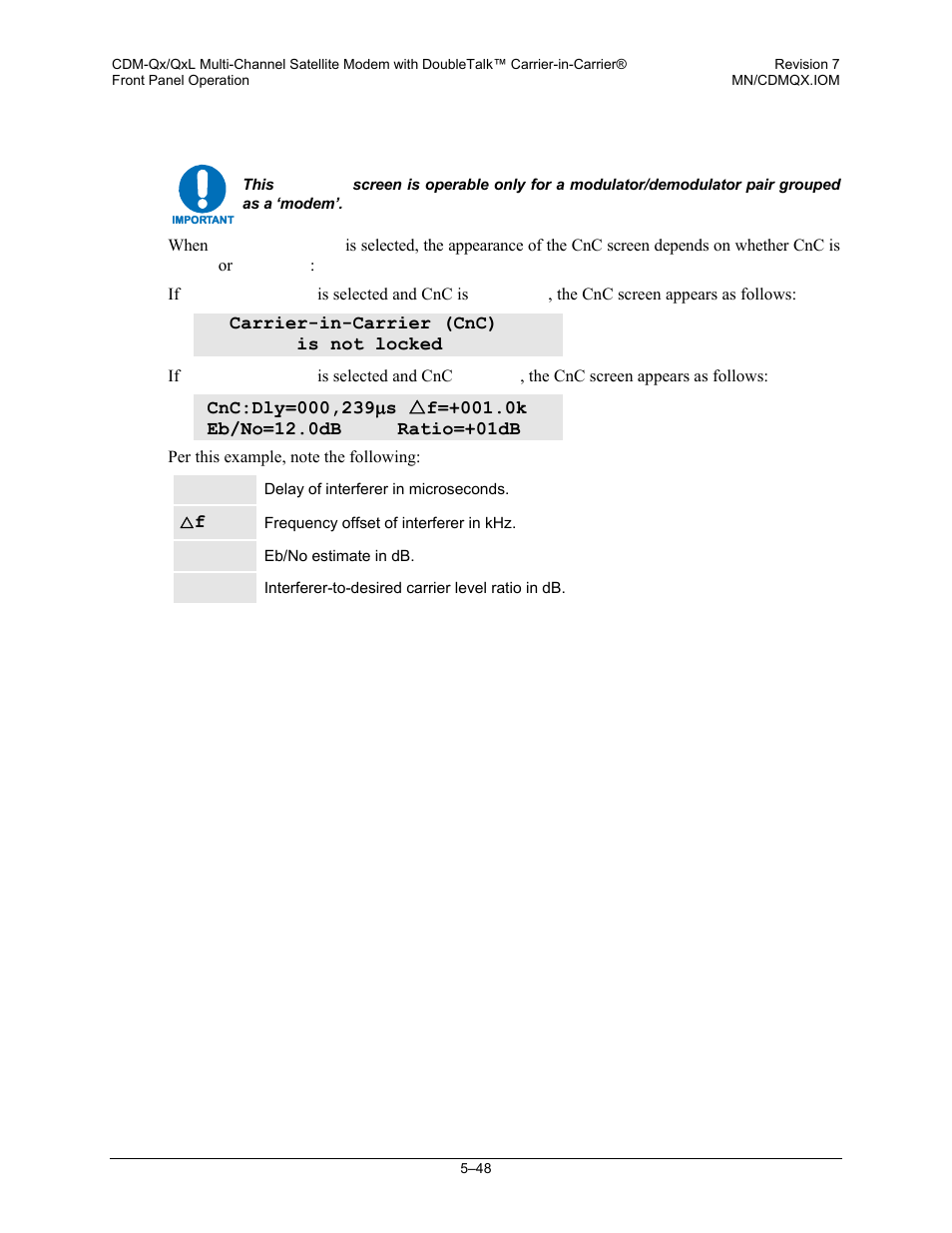 6 monitor: cnc (carrier-in-carrier®), 6 monitor: cnc (carrier-in-carrier | Mocomtech CDM-QX User Manual | Page 114 / 260
