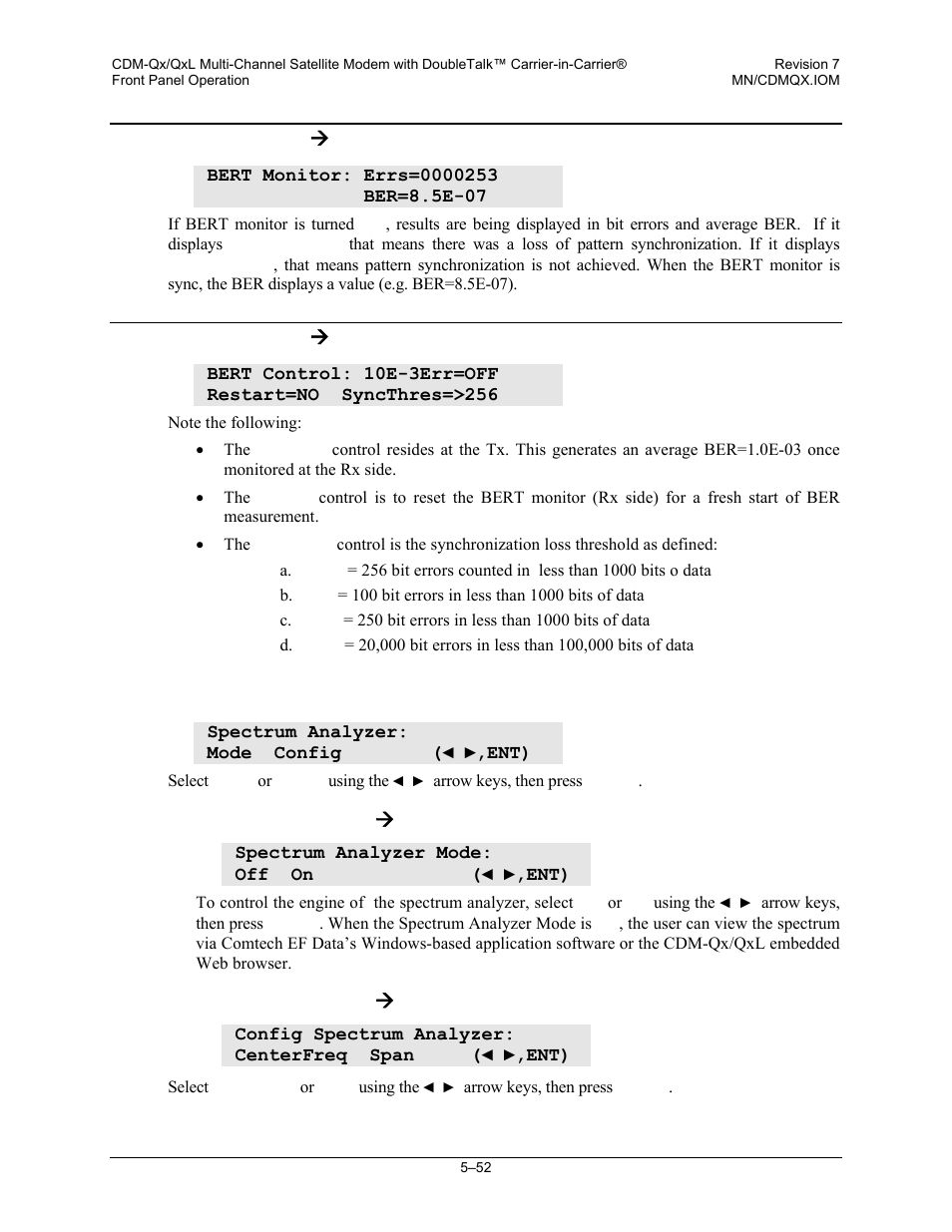 2 test: bist ( bert-mon, 3 test: bist ( bert-control, 3 test: spec-analyzer | Mocomtech CDM-QX User Manual | Page 118 / 260