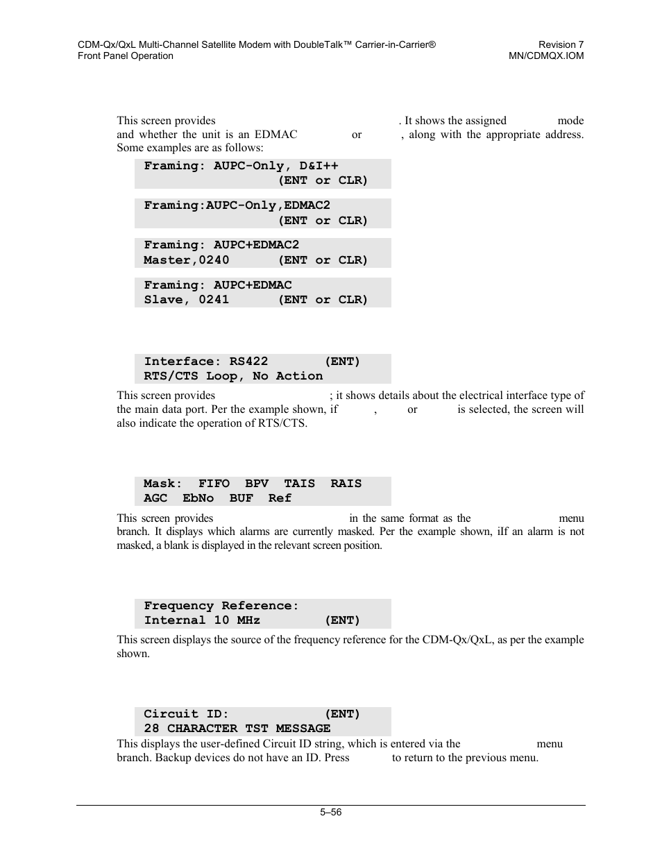 5 info: frame, 6 info: interface, 7 info: mask | 8 info: ref, 9 info: id | Mocomtech CDM-QX User Manual | Page 122 / 260