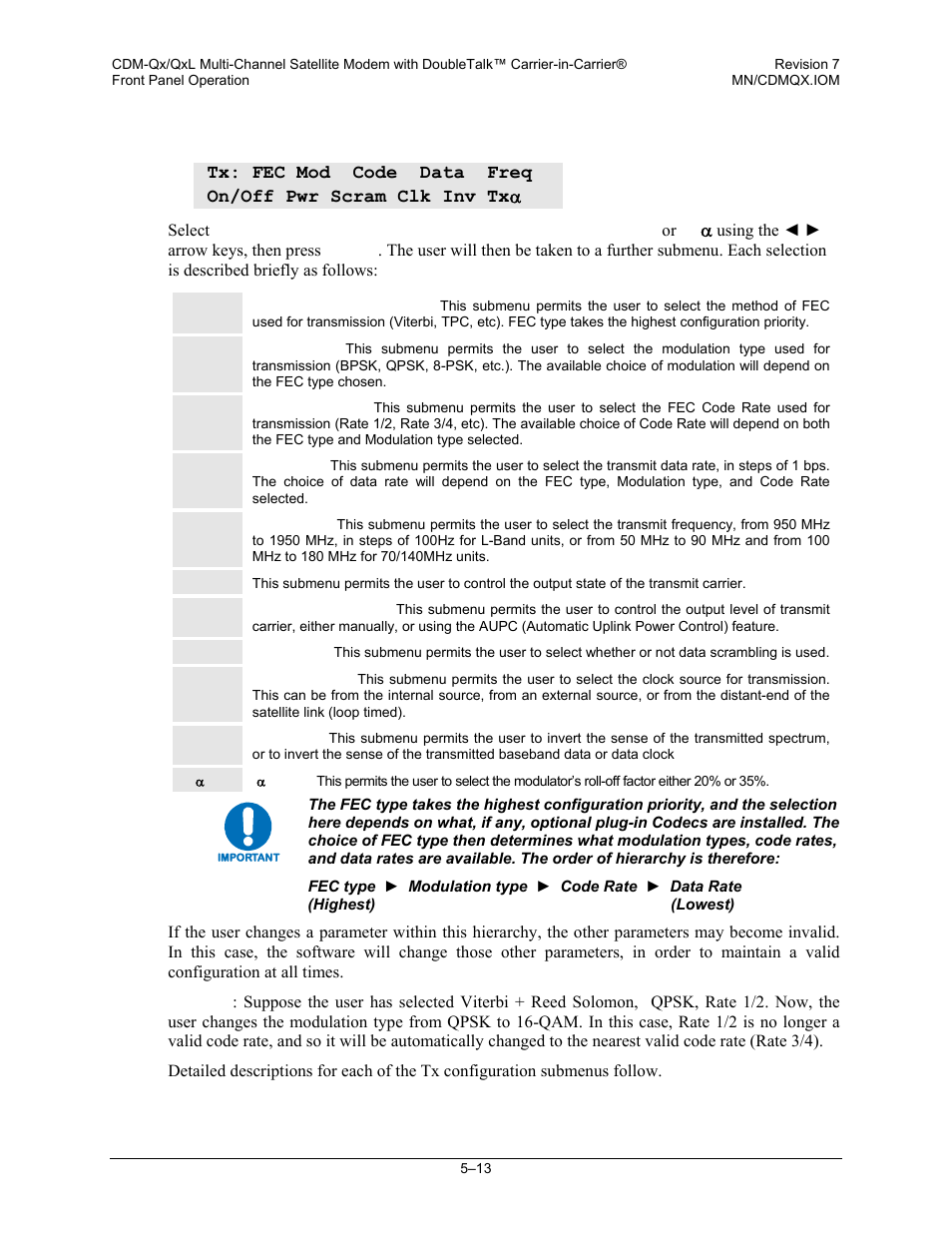 2 config: tx (transmit) | Mocomtech CDM-QX User Manual | Page 79 / 260