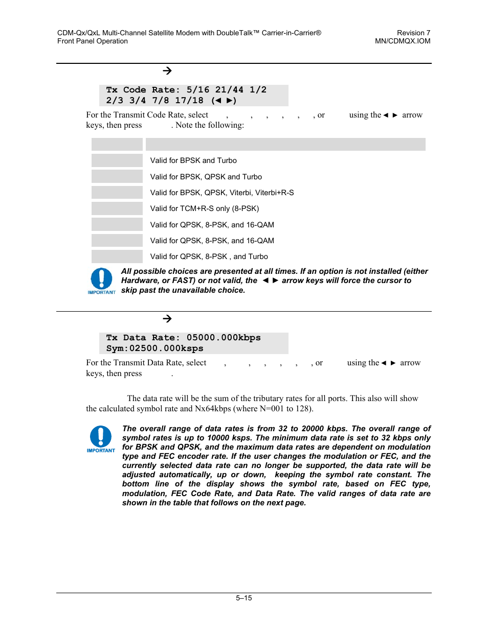 3 config: tx ( code, 4 config: tx ( data, 3 config: tx æ code | 4 config: tx æ data | Mocomtech CDM-QX User Manual | Page 81 / 260