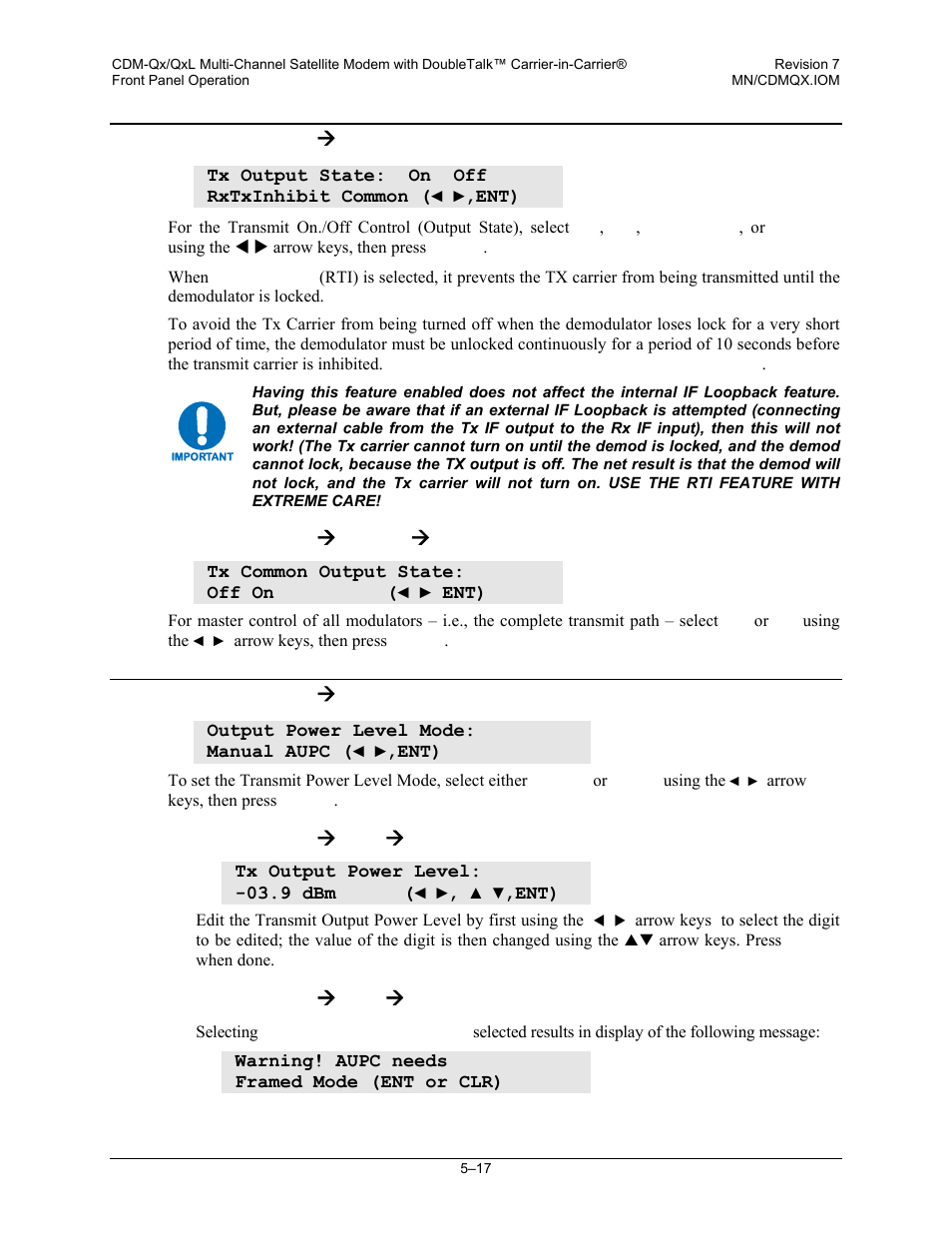 6 config: tx ( on/off, 7 config: tx ( pwr | Mocomtech CDM-QX User Manual | Page 83 / 260