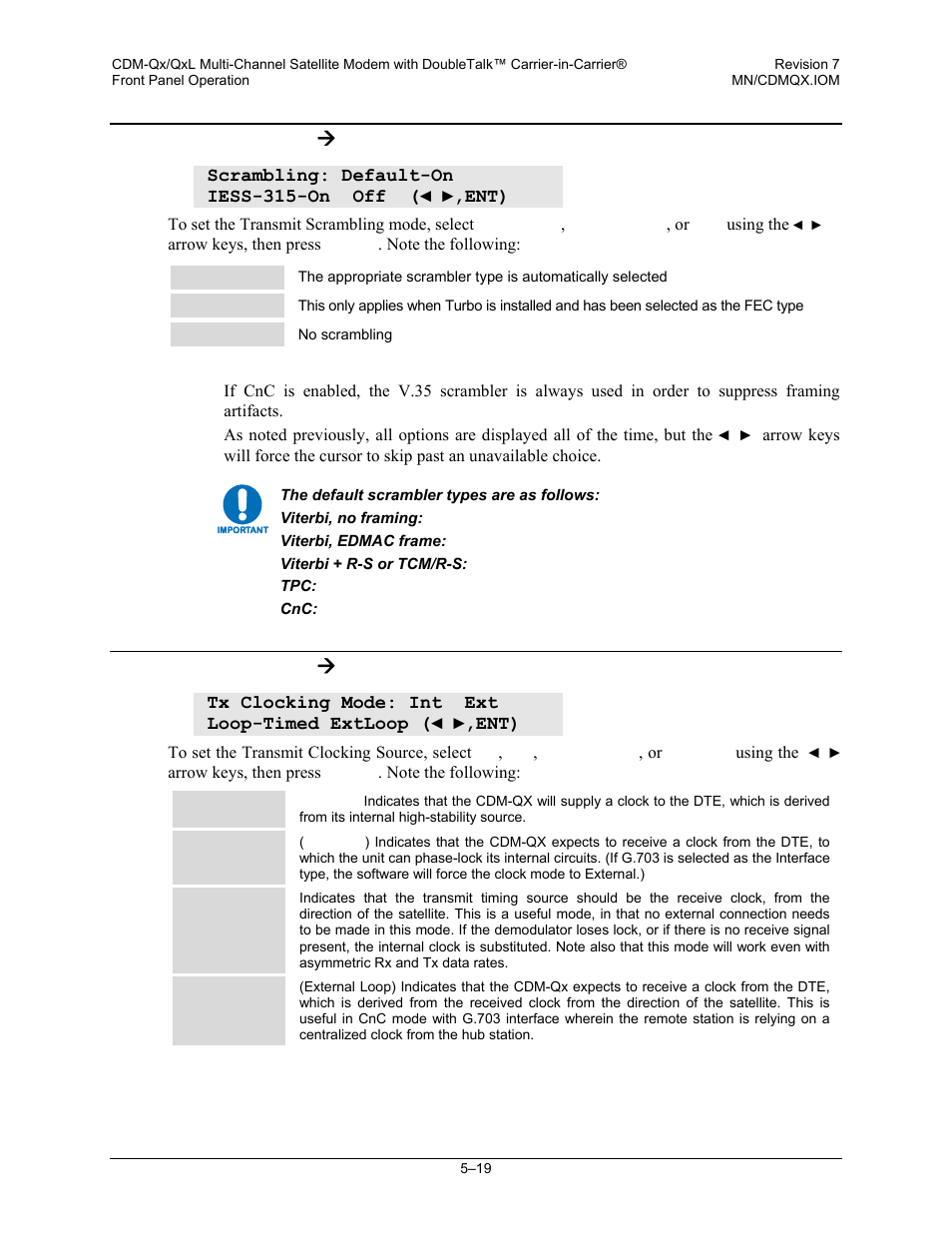 8 config: tx ( scram, 9 config: tx ( clk, 8 config: tx æ scram | 9 config: tx æ clk | Mocomtech CDM-QX User Manual | Page 85 / 260