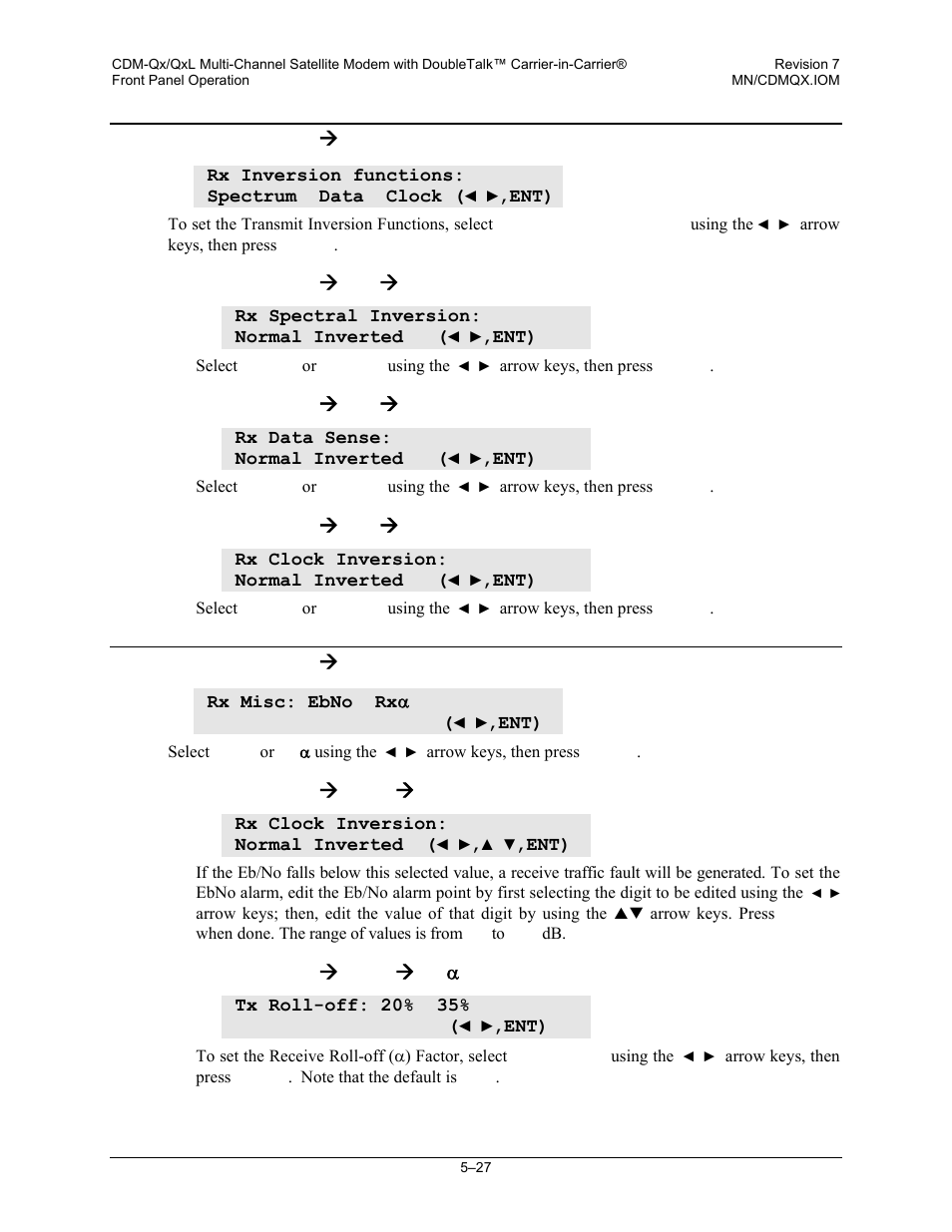 9 config: rx ( inv, 10 config: rx ( misc | Mocomtech CDM-QX User Manual | Page 93 / 260