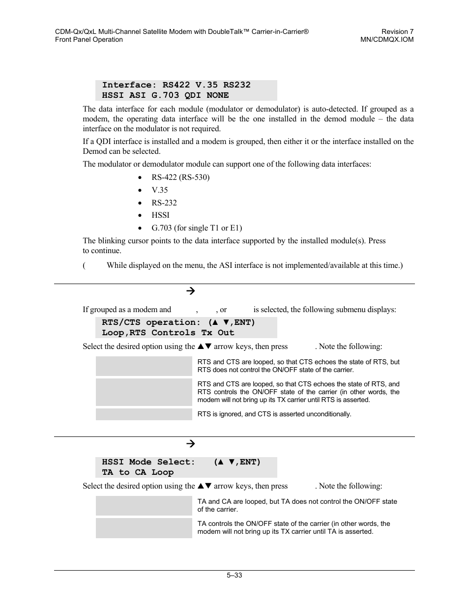 6 config: interface, 1 config: interface ( rs422, v.35, rs232, 2 config: interface ( hssi | 2 config: interface æ hssi | Mocomtech CDM-QX User Manual | Page 99 / 260