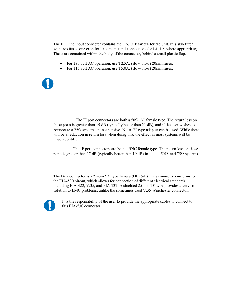 1 iec line input connector, 2 rx and tx if connectors, 3 data interface connector | Mocomtech CDM-570 User Manual | Page 115 / 452
