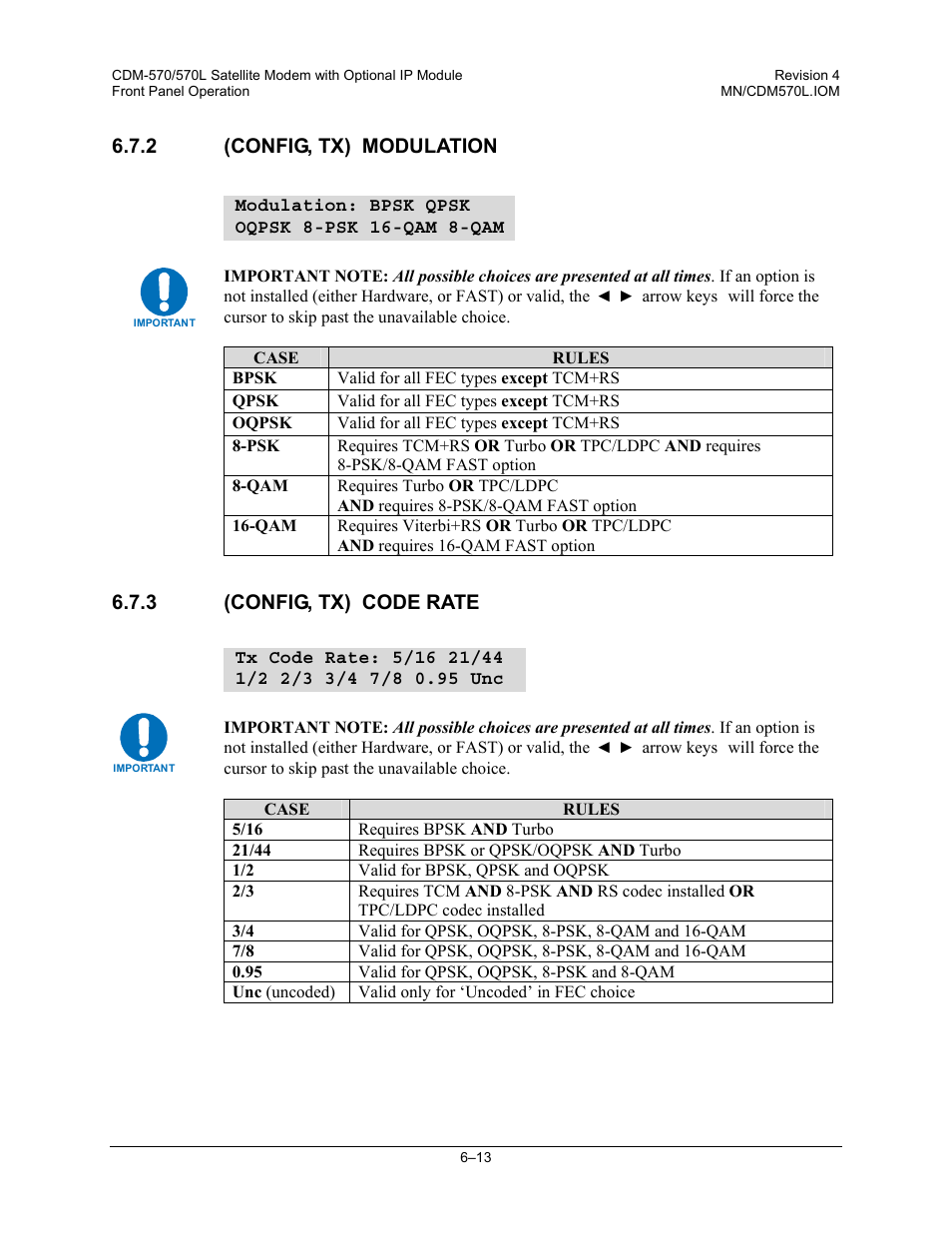 2 (config, tx) modulation, 3 (config, tx) code rate | Mocomtech CDM-570 User Manual | Page 137 / 452