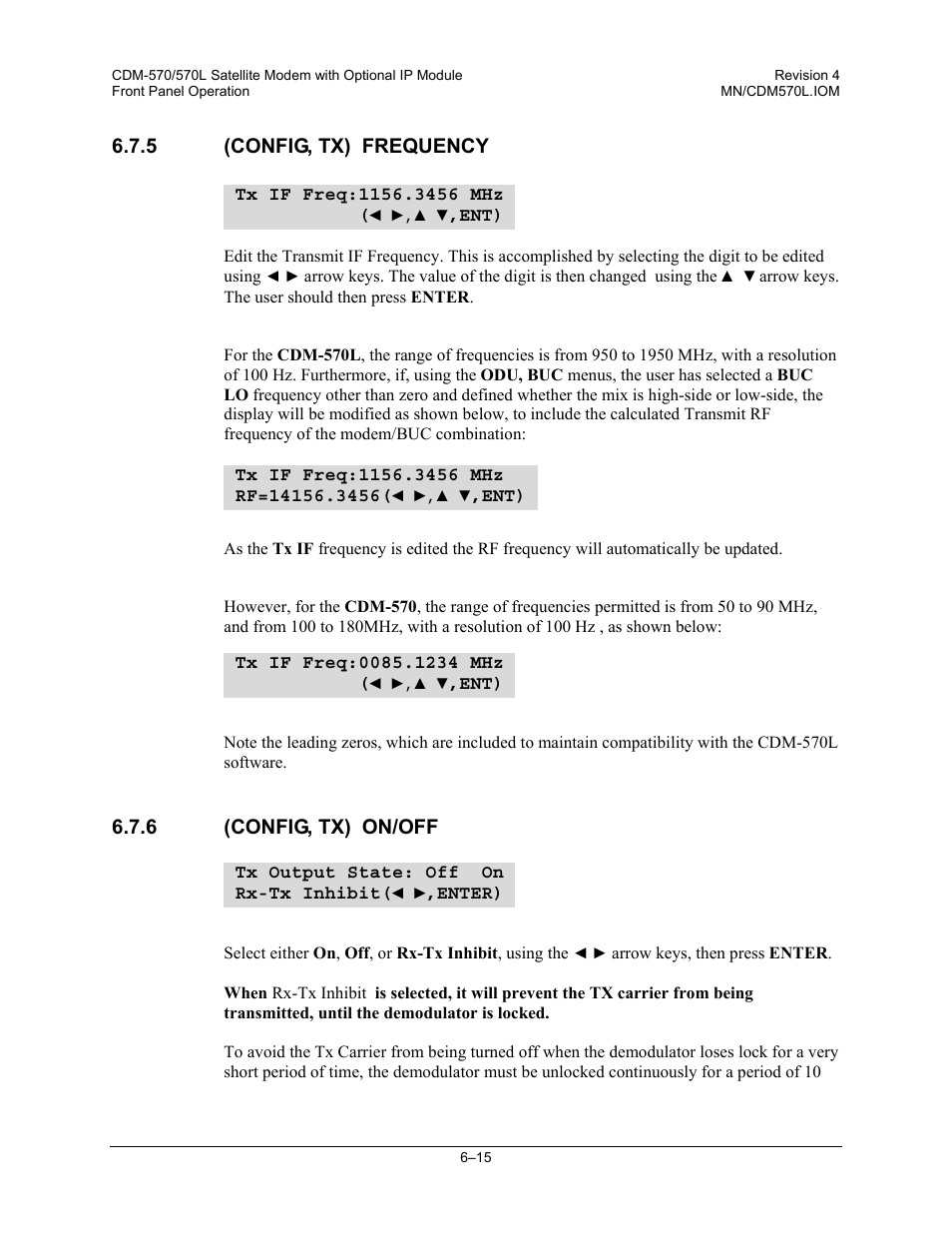 5 (config, tx) frequency, 6 (config, tx) on/off | Mocomtech CDM-570 User Manual | Page 139 / 452