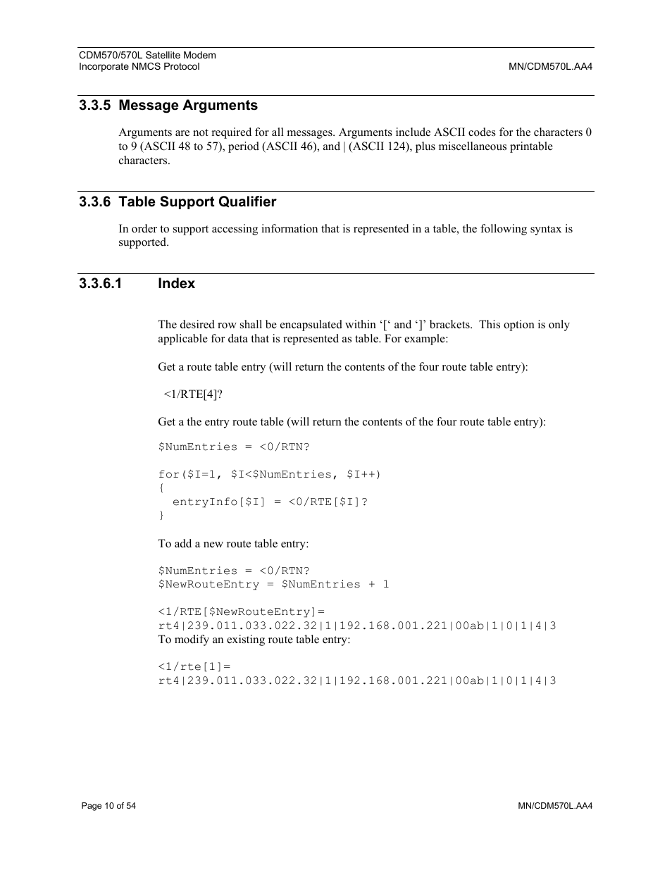 Message arguments, Table support qualifier, 5 message arguments | 6 table support qualifier, 1 index | Mocomtech CDM-570 User Manual | Page 14 / 452