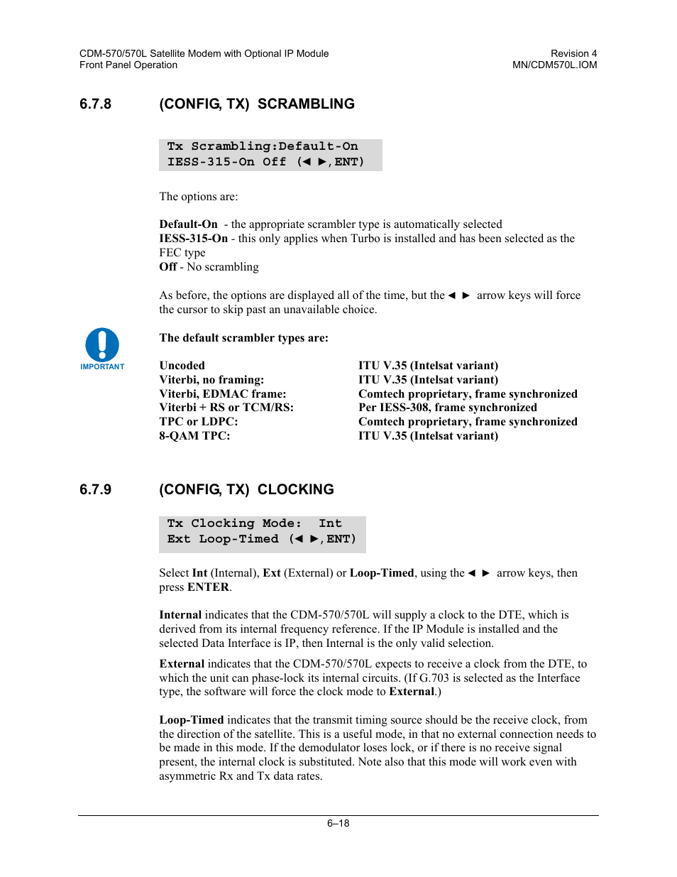 8 (config, tx) scrambling, 9 (config, tx) clocking | Mocomtech CDM-570 User Manual | Page 142 / 452