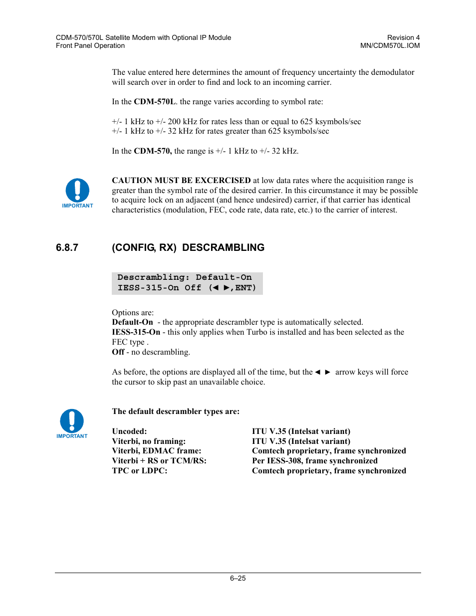 7 (config, rx) descrambling | Mocomtech CDM-570 User Manual | Page 149 / 452