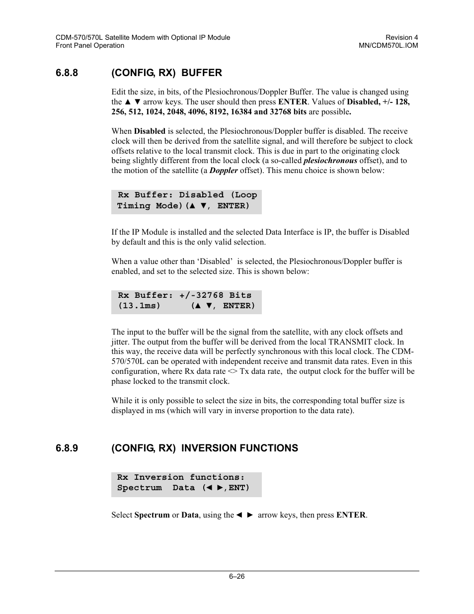 8 (config, rx) buffer, 9 (config, rx) inversion functions | Mocomtech CDM-570 User Manual | Page 150 / 452