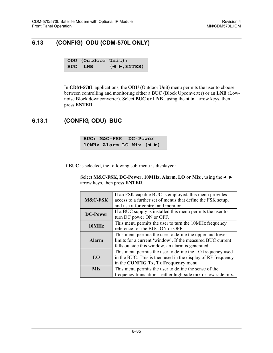 13 (config) odu (cdm-570l only), 1 (config, odu) buc | Mocomtech CDM-570 User Manual | Page 159 / 452