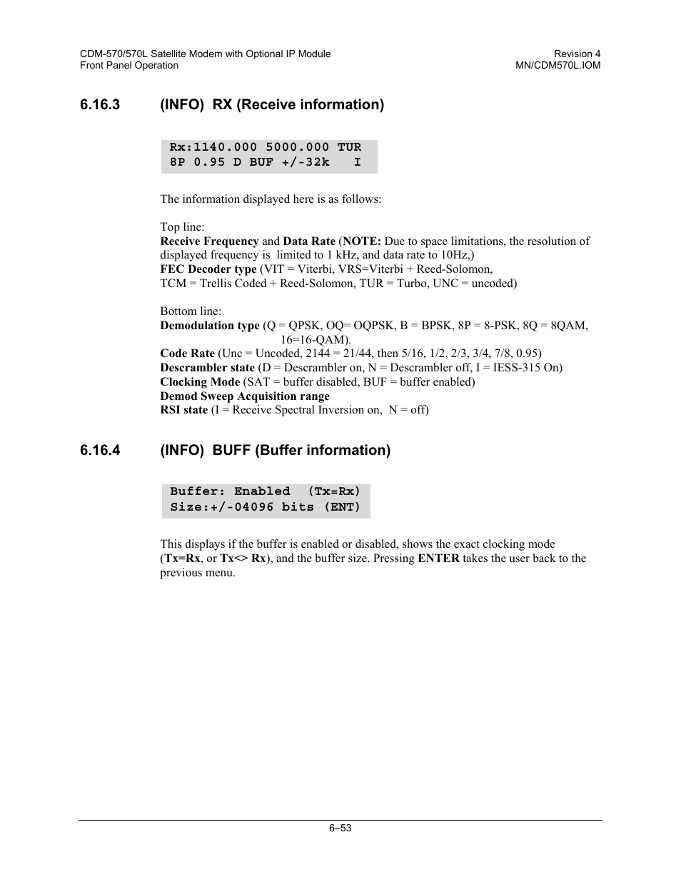 3 (info) rx (receive information), 4 (info) buff (buffer information) | Mocomtech CDM-570 User Manual | Page 177 / 452