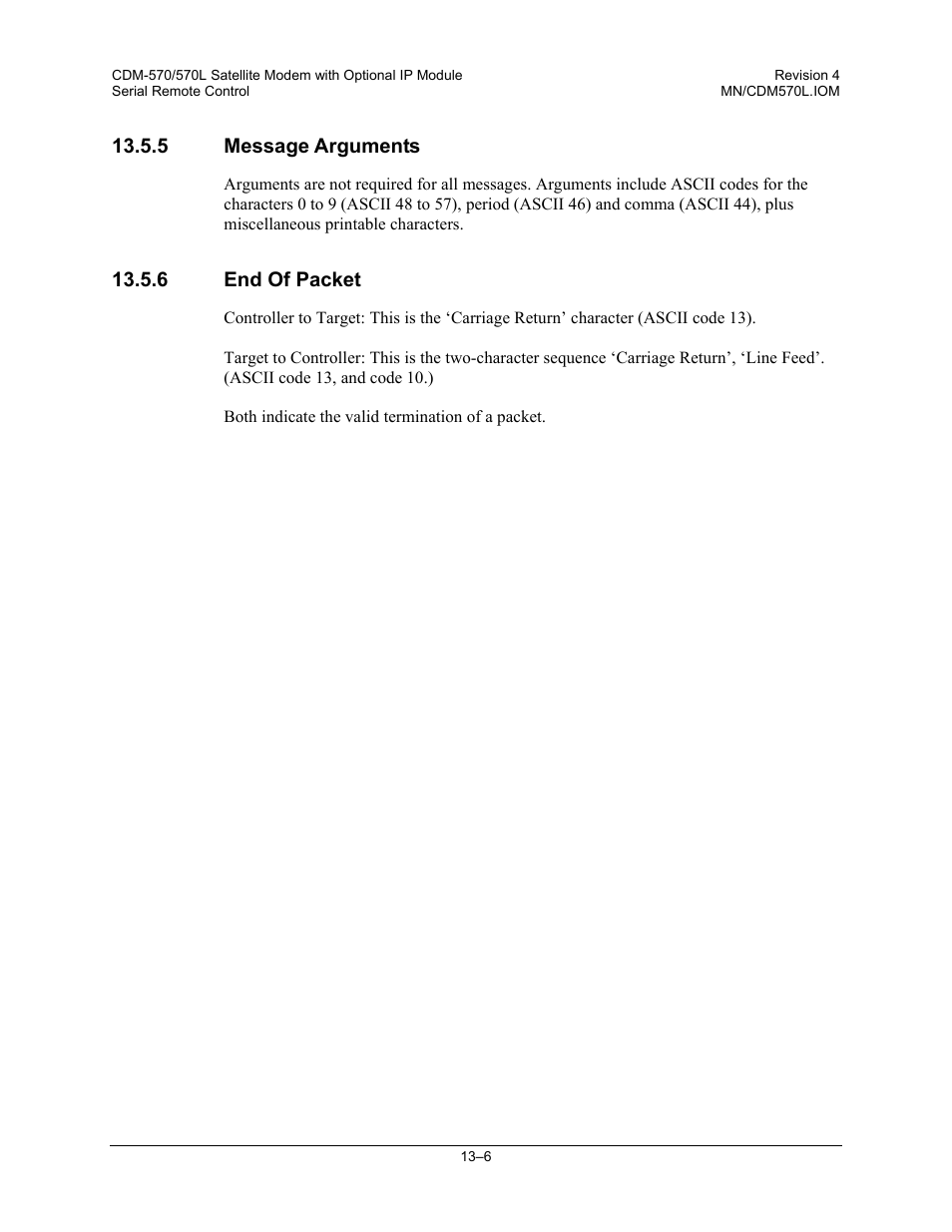 5 message arguments, 6 end of packet | Mocomtech CDM-570 User Manual | Page 240 / 452