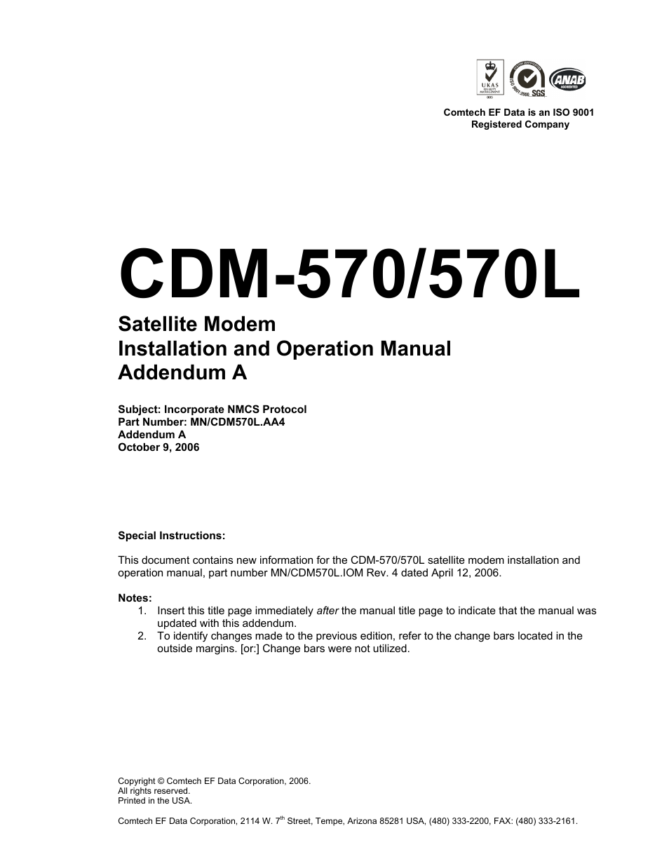 Addendum a | Mocomtech CDM-570 User Manual | Page 3 / 452