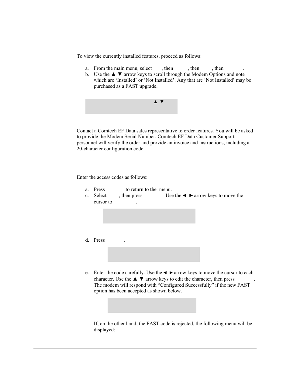 C.2.2 view currently installed features, C.2.3 enter access codes | Mocomtech CDM-570 User Manual | Page 402 / 452