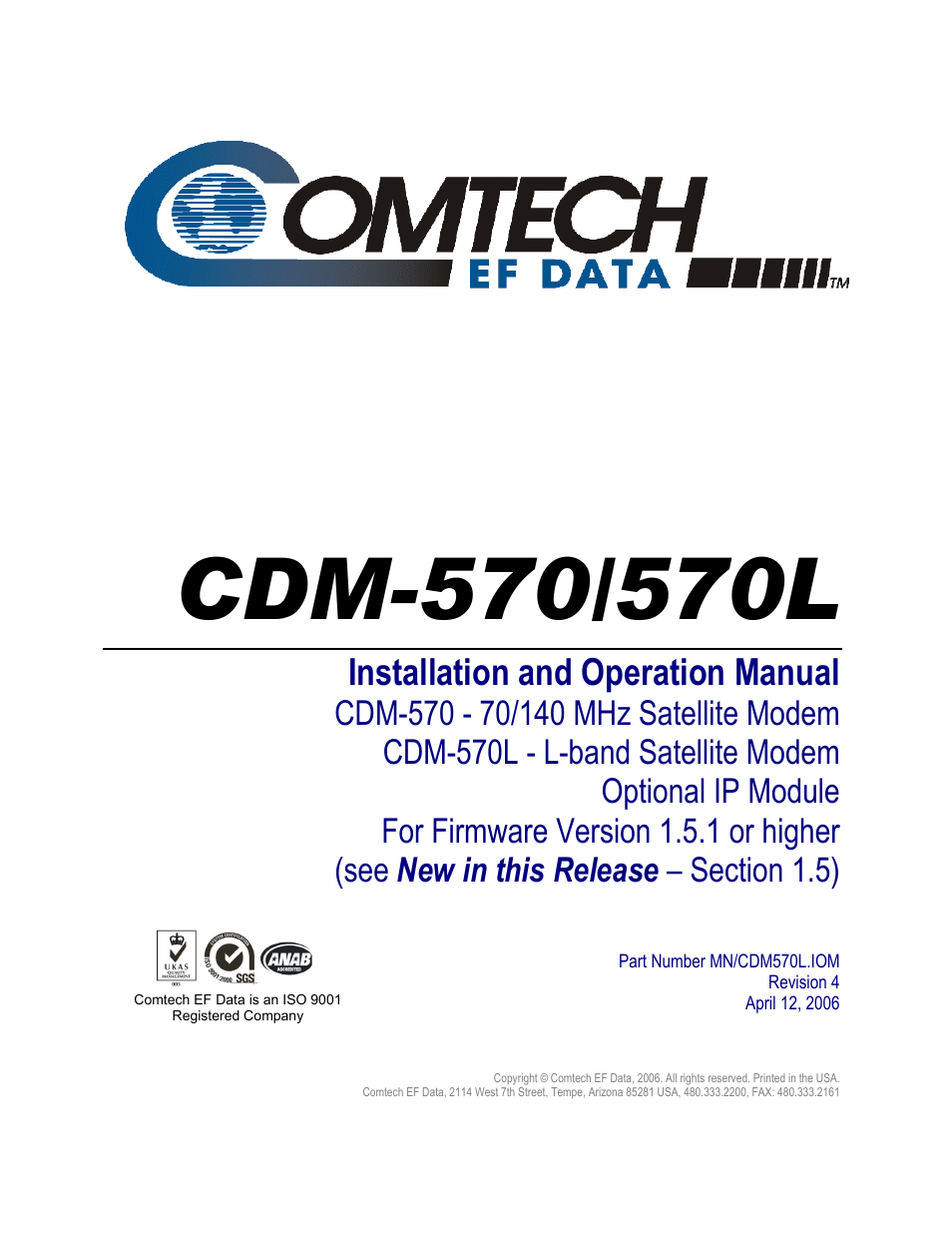 Installation and operation manual | Mocomtech CDM-570 User Manual | Page 79 / 452