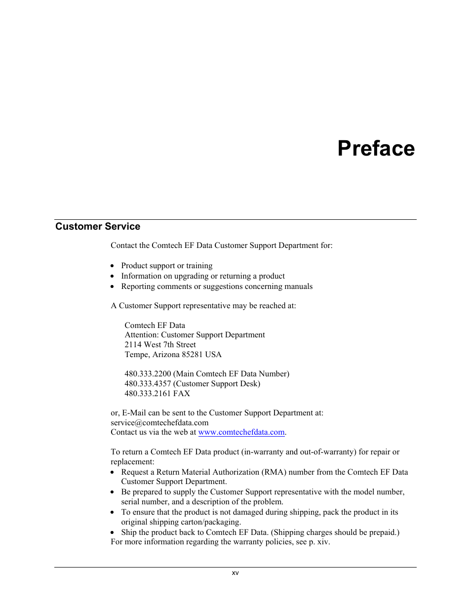 Customer service, Preface | Mocomtech CDM-570 User Manual | Page 93 / 452