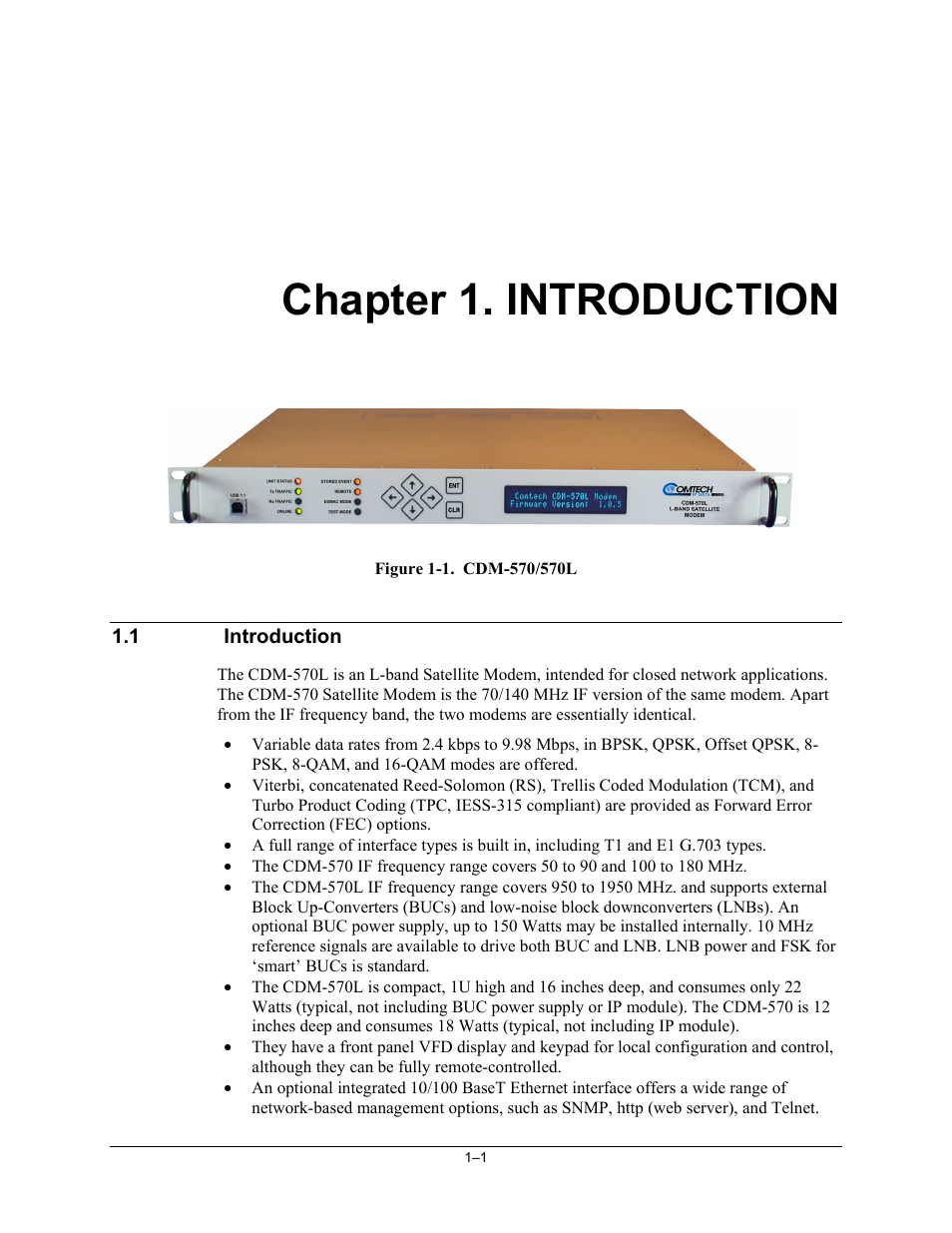 Chapter 1. introduction, 1 introduction | Mocomtech CDM-570 User Manual | Page 99 / 452