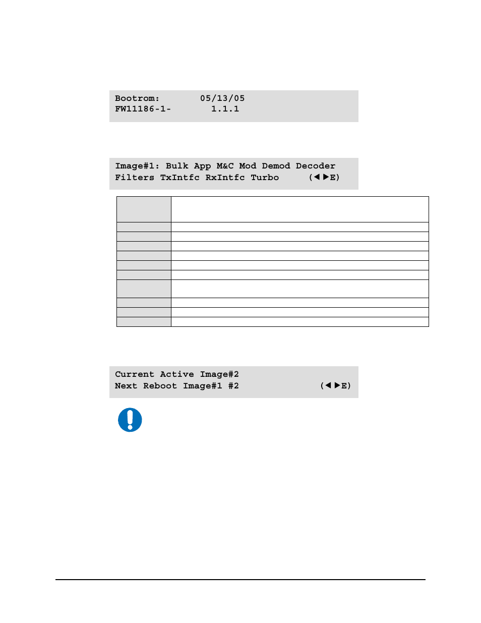 Select: utility: firmware: information: bootrom, Select: utility: firmware: information: image#1, Select: utility: firmware: select | Mocomtech SLM-5650 User Manual | Page 100 / 188