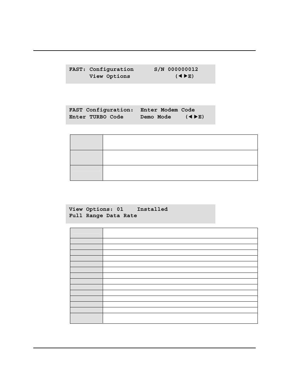 2 select: utility: fast, Select: utility: fast: configuration, Select: utility: fast: configuration: view options | Mocomtech SLM-5650 User Manual | Page 101 / 188