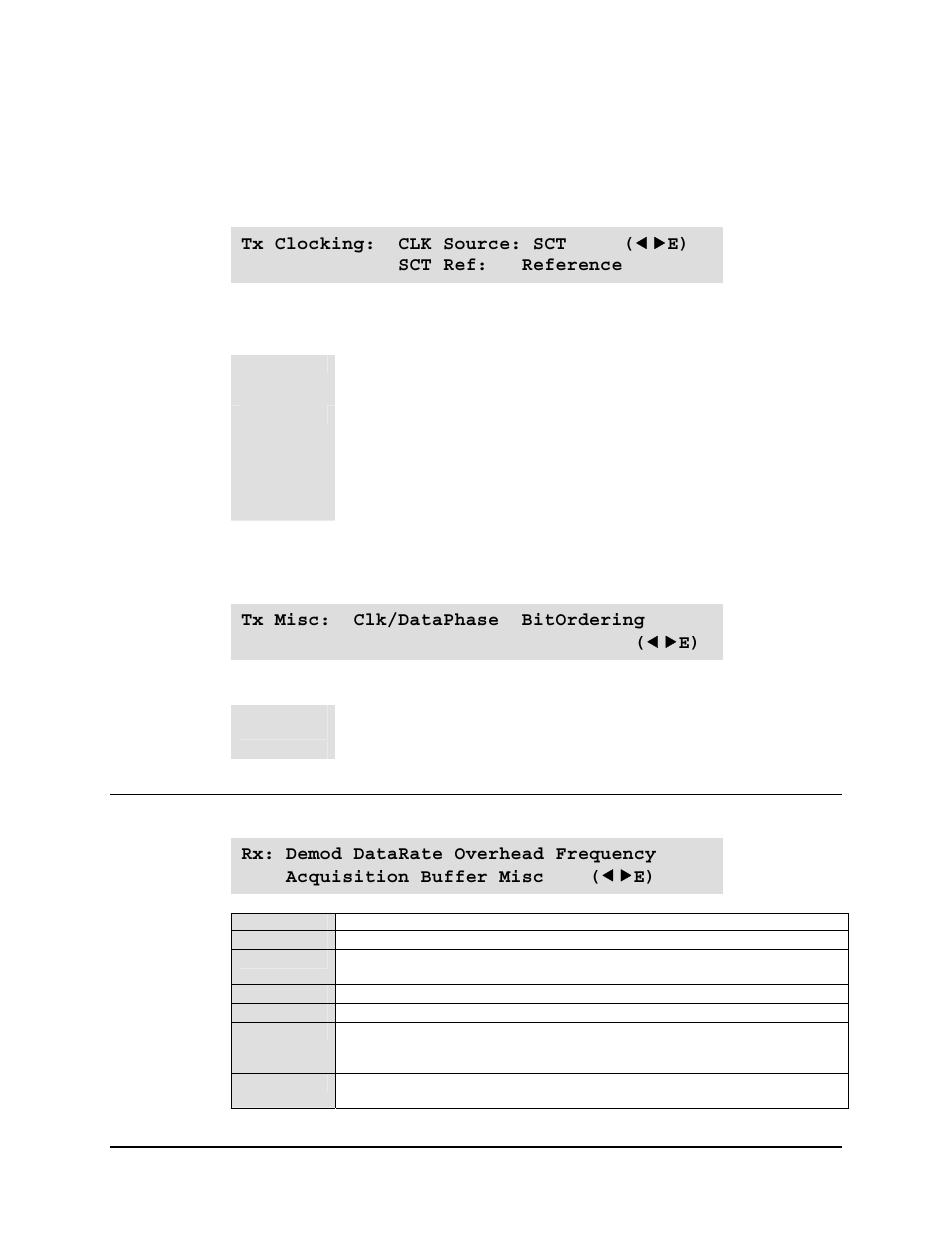 Select: config: transmit: clocking, Select: config: transmit: misc, 2 select: config: receive | Mocomtech SLM-5650 User Manual | Page 81 / 188