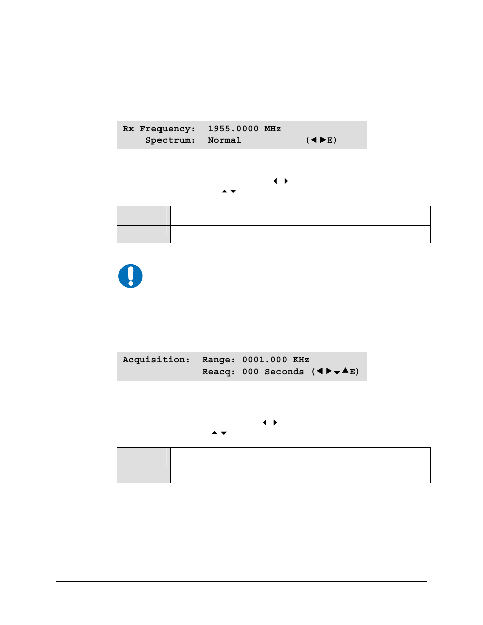 Select: config: receive: frequency, Select: config: receive: acquisition | Mocomtech SLM-5650 User Manual | Page 84 / 188