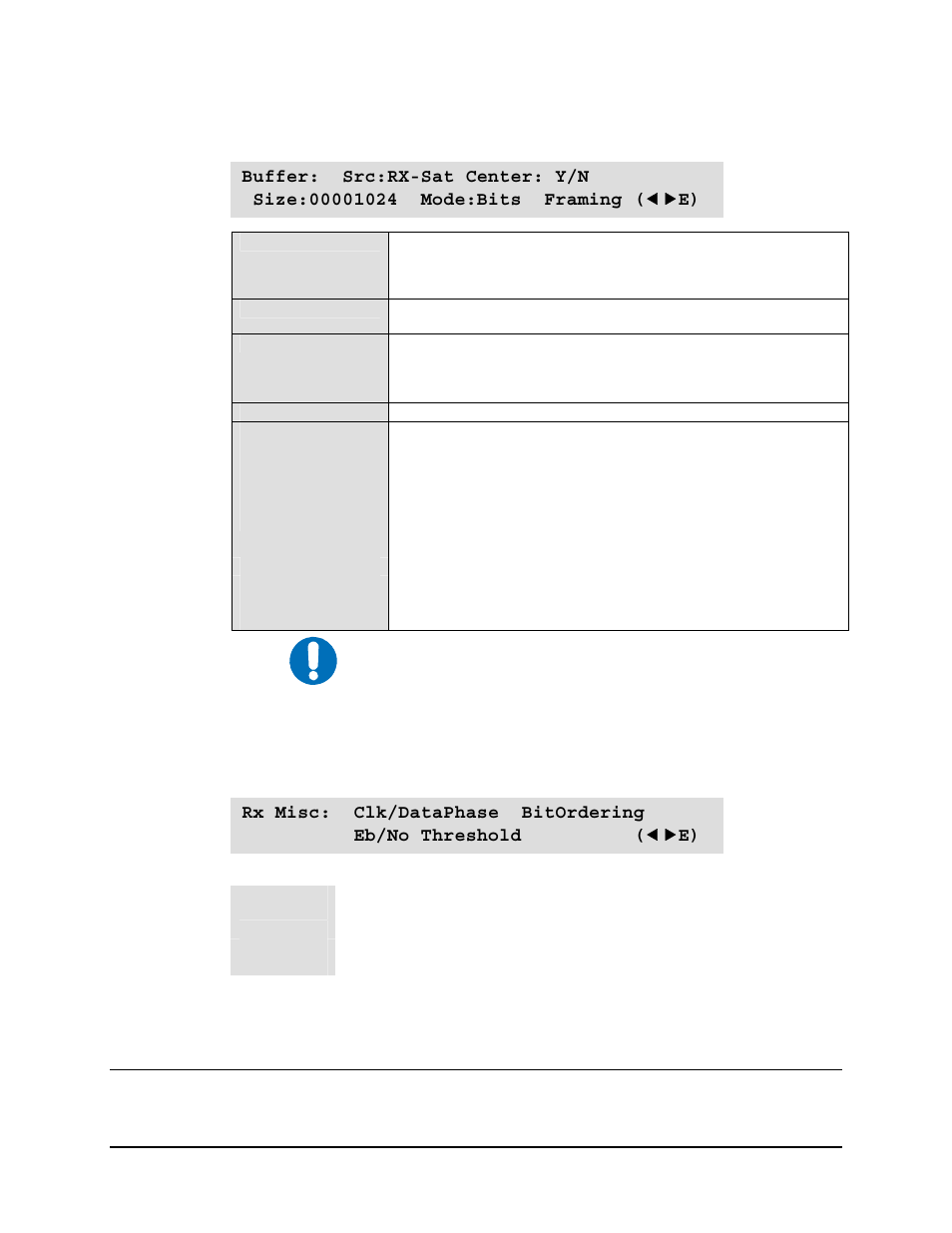 Select: config: receive: buffer, Select: config: receive: misc, 3 select: config: mode | Mocomtech SLM-5650 User Manual | Page 85 / 188