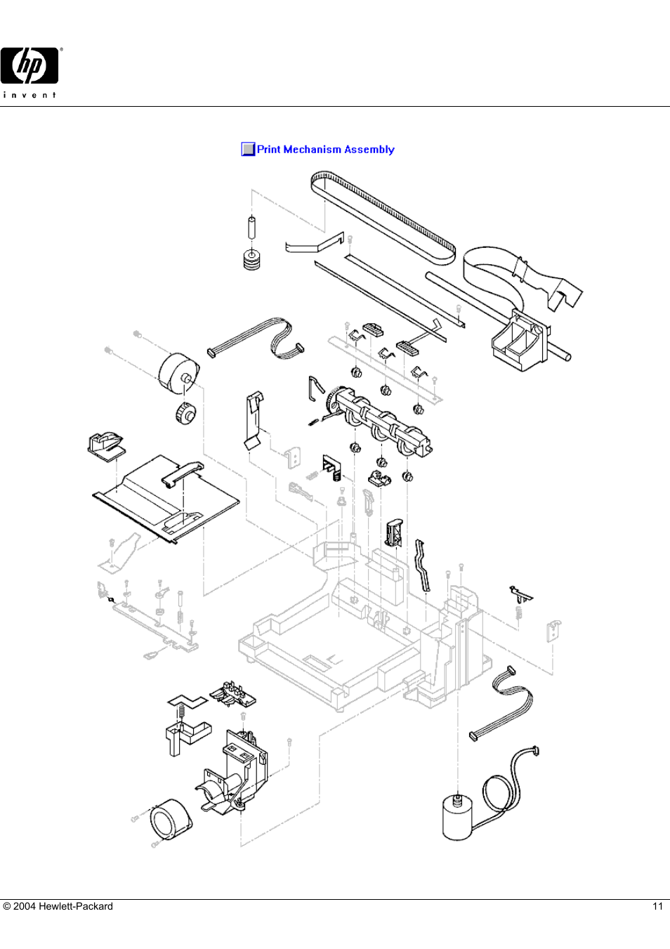 Deskjet 694c, Hp parts reference guide, Print mechanism assembly | MHP DESKJET 694C User Manual | Page 11 / 12