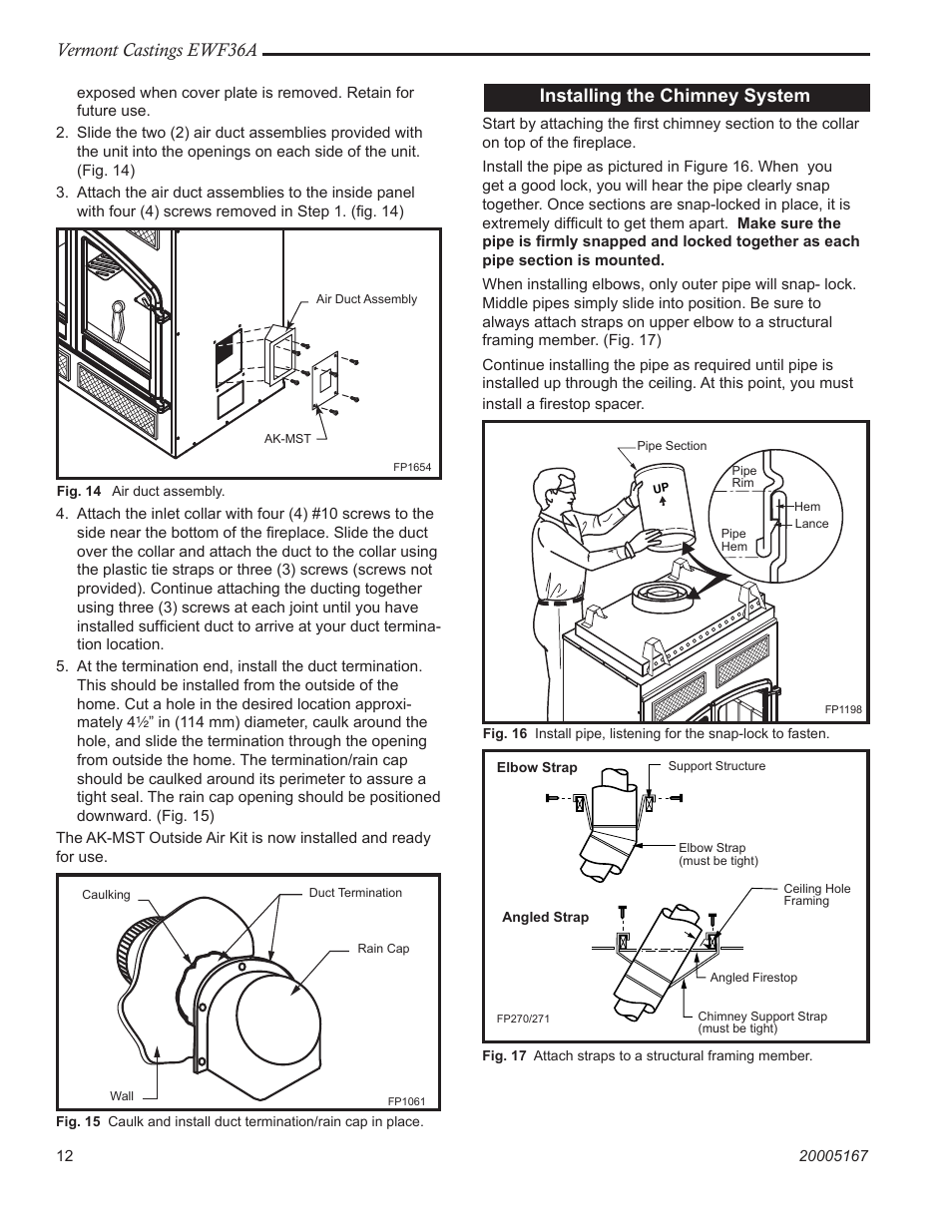 0 !ir, Vermont castings ewf36a, Installing the chimney system | MHP EWF36A User Manual | Page 12 / 32