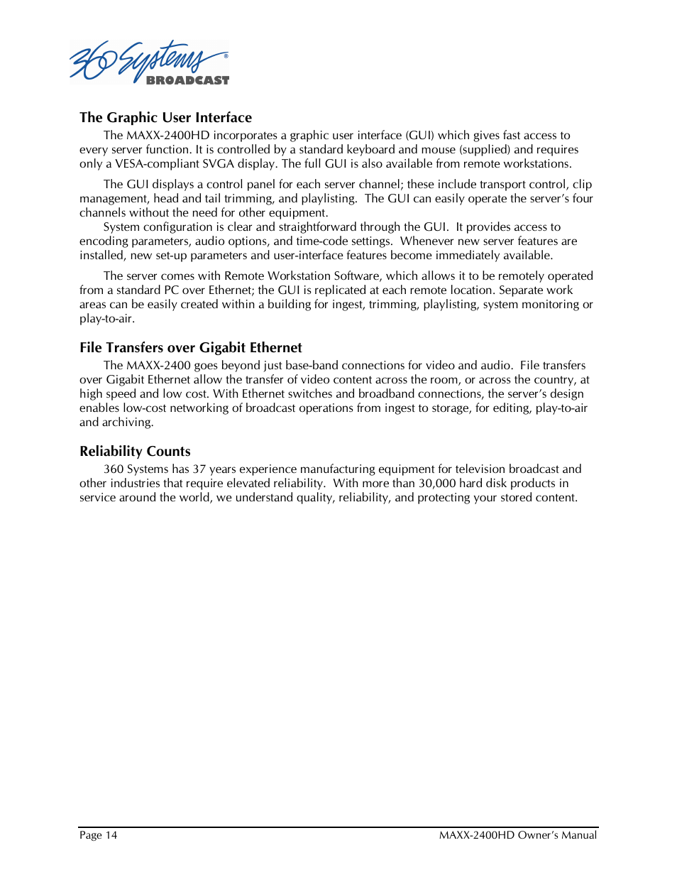 Maxxsonics High Definition Video Server MAXX-2400HD User Manual | Page 14 / 139