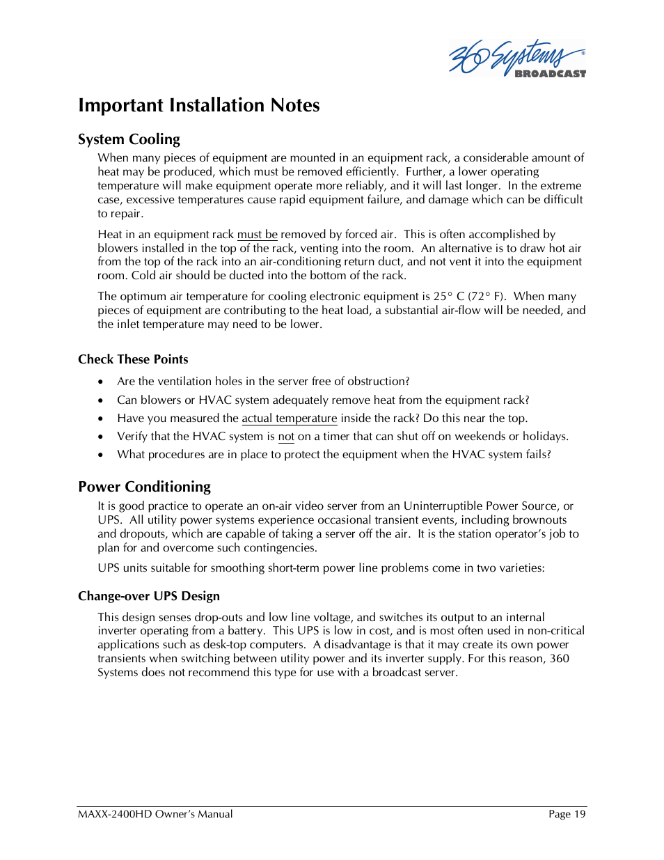 Maxxsonics High Definition Video Server MAXX-2400HD User Manual | Page 19 / 139