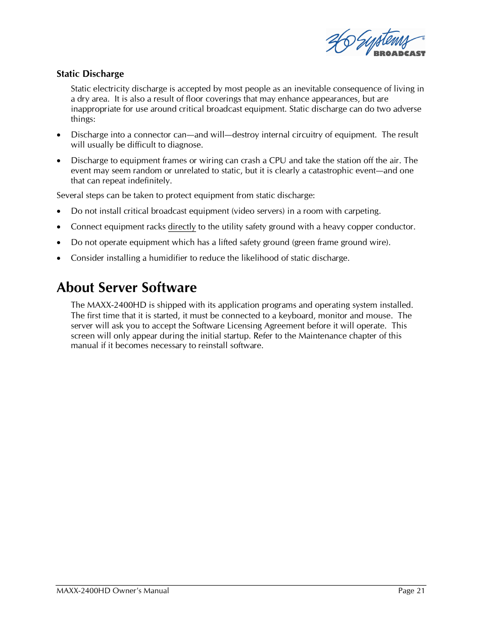 About server software | Maxxsonics High Definition Video Server MAXX-2400HD User Manual | Page 21 / 139