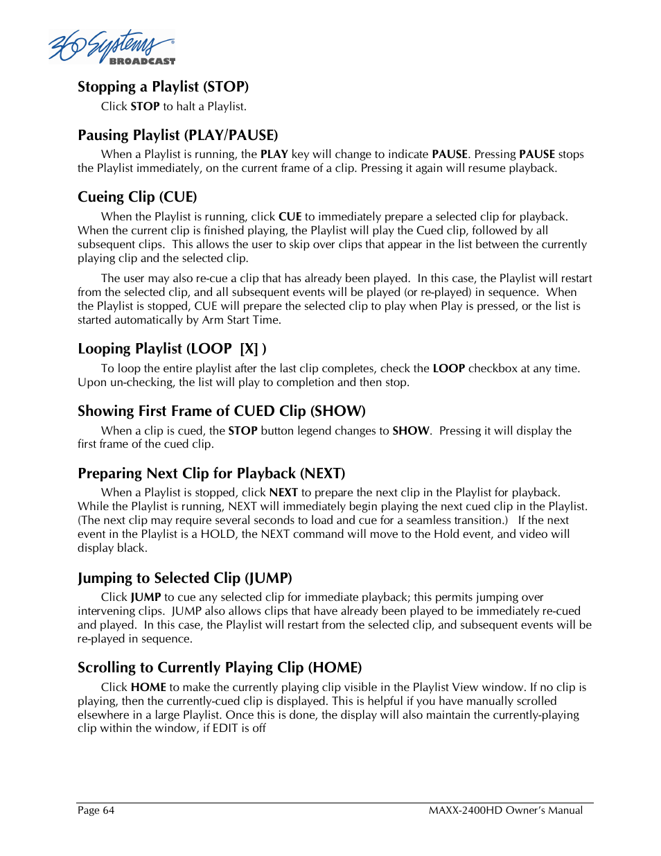 Maxxsonics High Definition Video Server MAXX-2400HD User Manual | Page 64 / 139