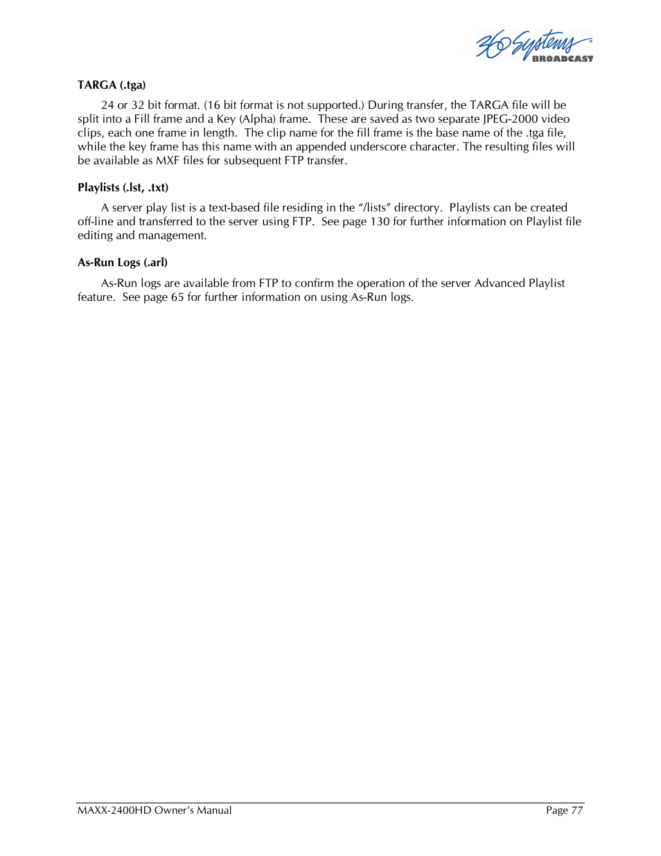 Maxxsonics High Definition Video Server MAXX-2400HD User Manual | Page 77 / 139