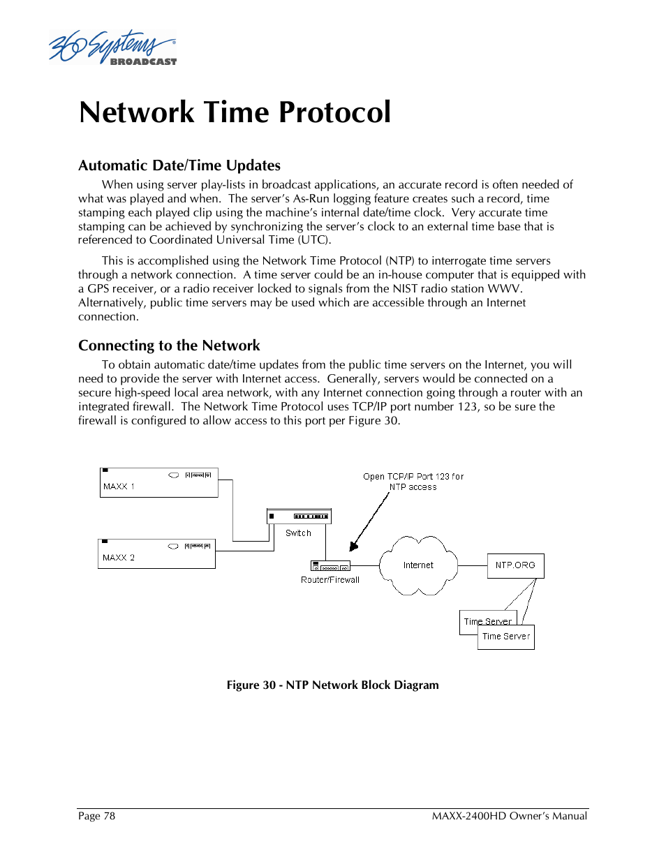 Network time protocol | Maxxsonics High Definition Video Server MAXX-2400HD User Manual | Page 78 / 139