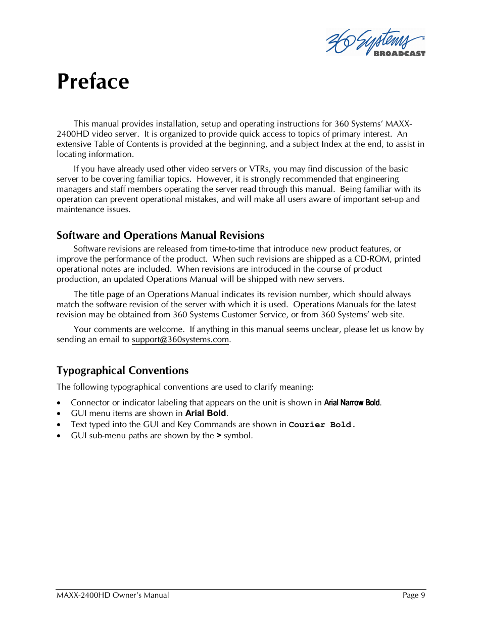 Preface | Maxxsonics High Definition Video Server MAXX-2400HD User Manual | Page 9 / 139